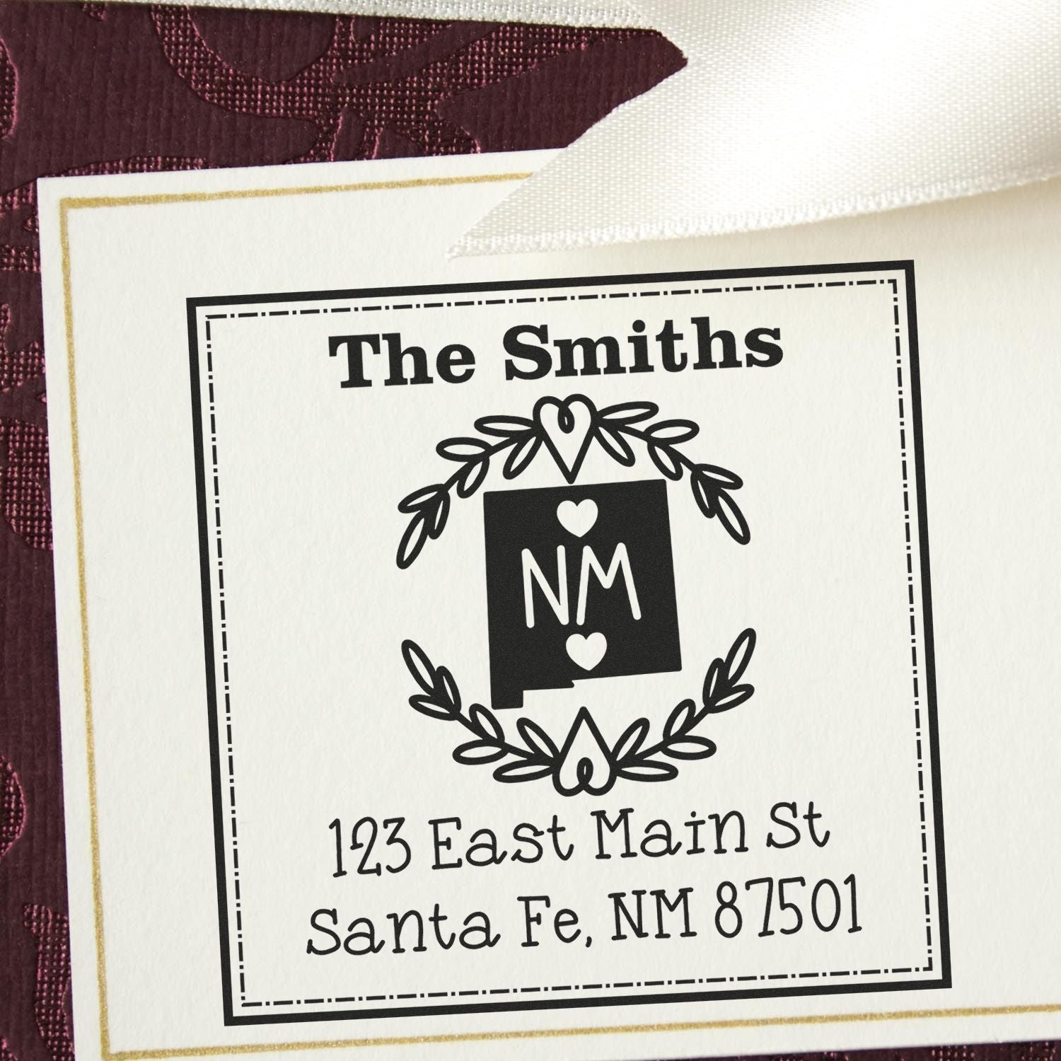 PSI Pre-Inked New Mexico State Wreath Personalized Return Address Stamper - Engineer Seal Stamps