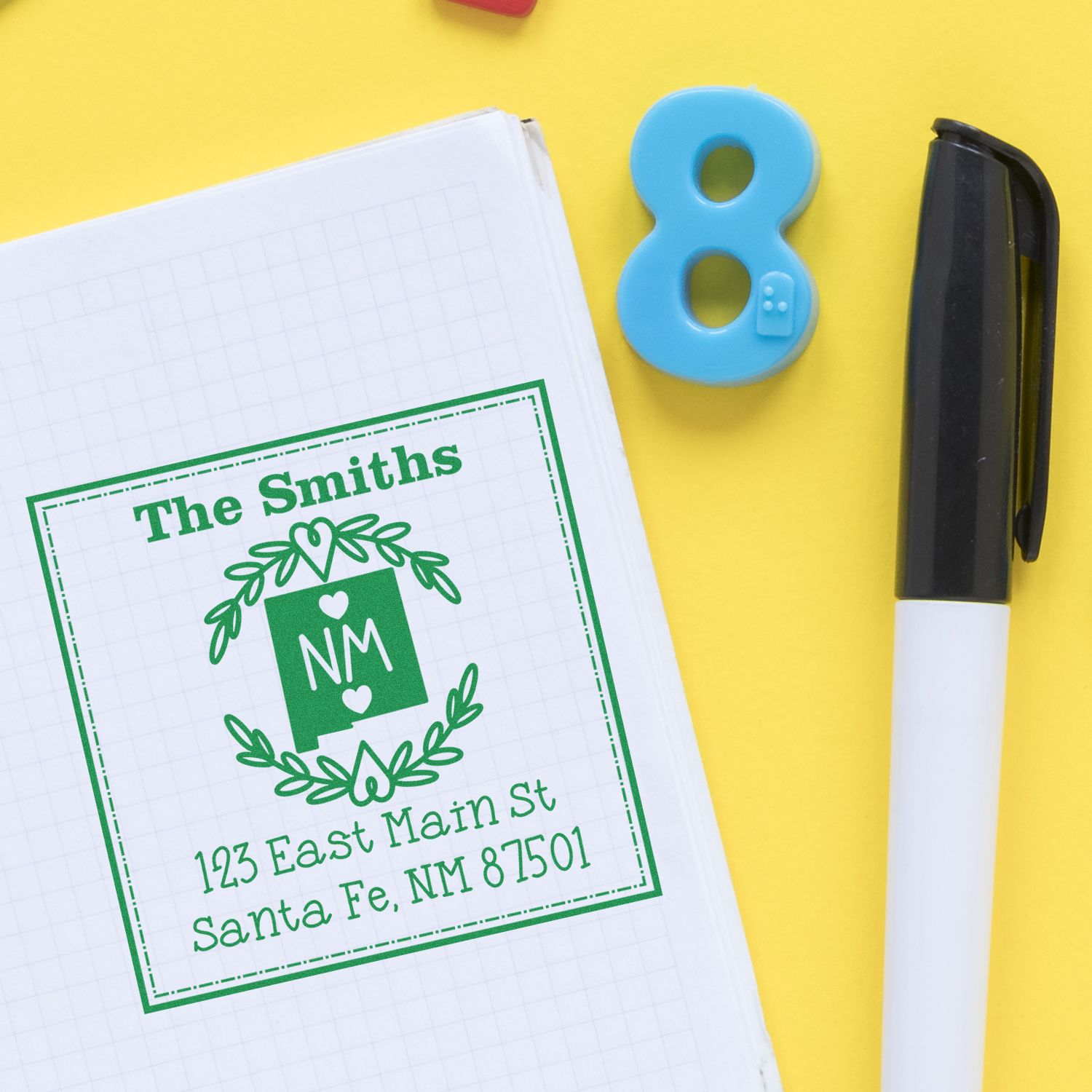 Self-Inking New Mexico State Wreath Custom-Made Home Address for Envelopes Rubber Stamp - Engineer Seal Stamps