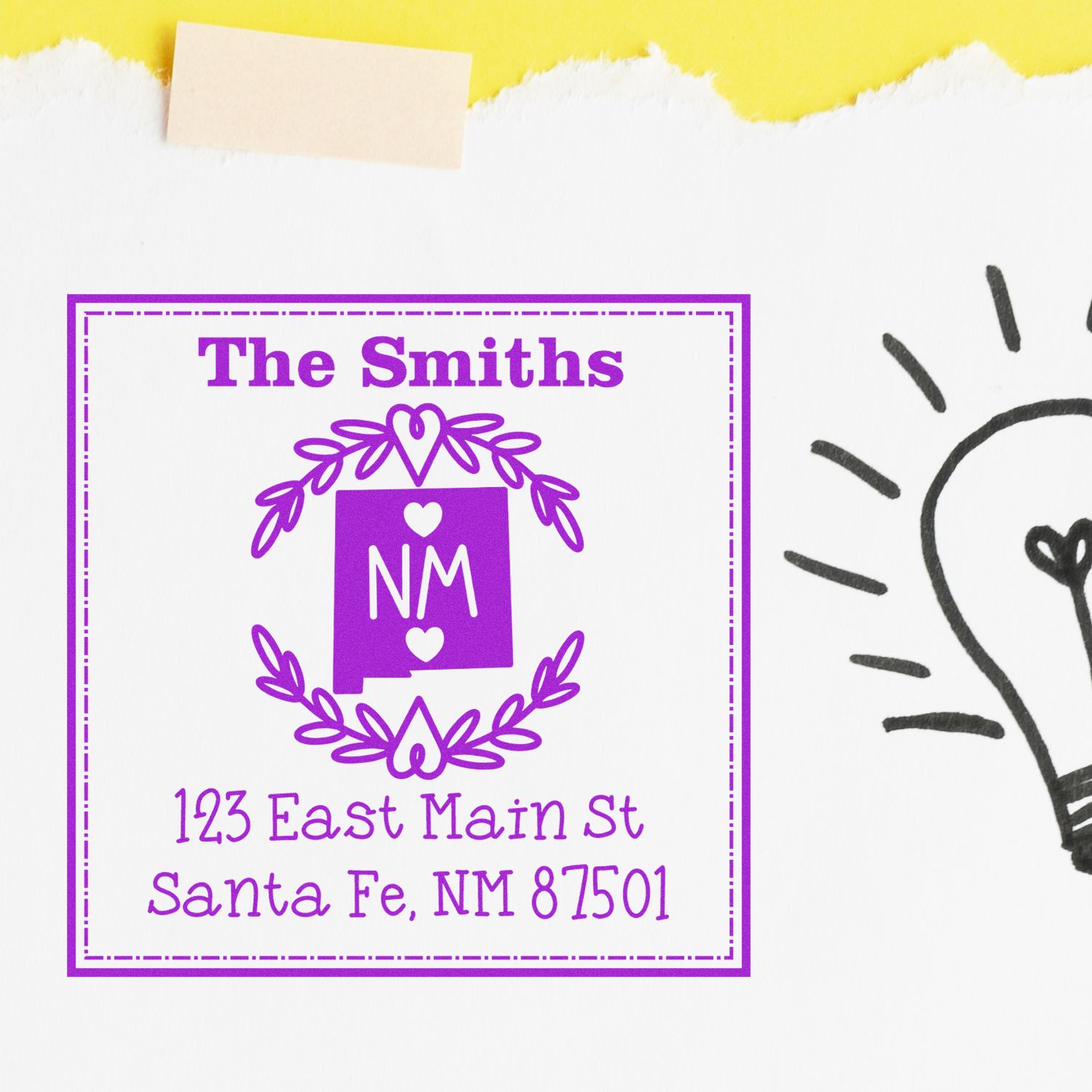 Self-Inking New Mexico State Wreath Custom-Made Home Address for Envelopes Rubber Stamp - Engineer Seal Stamps