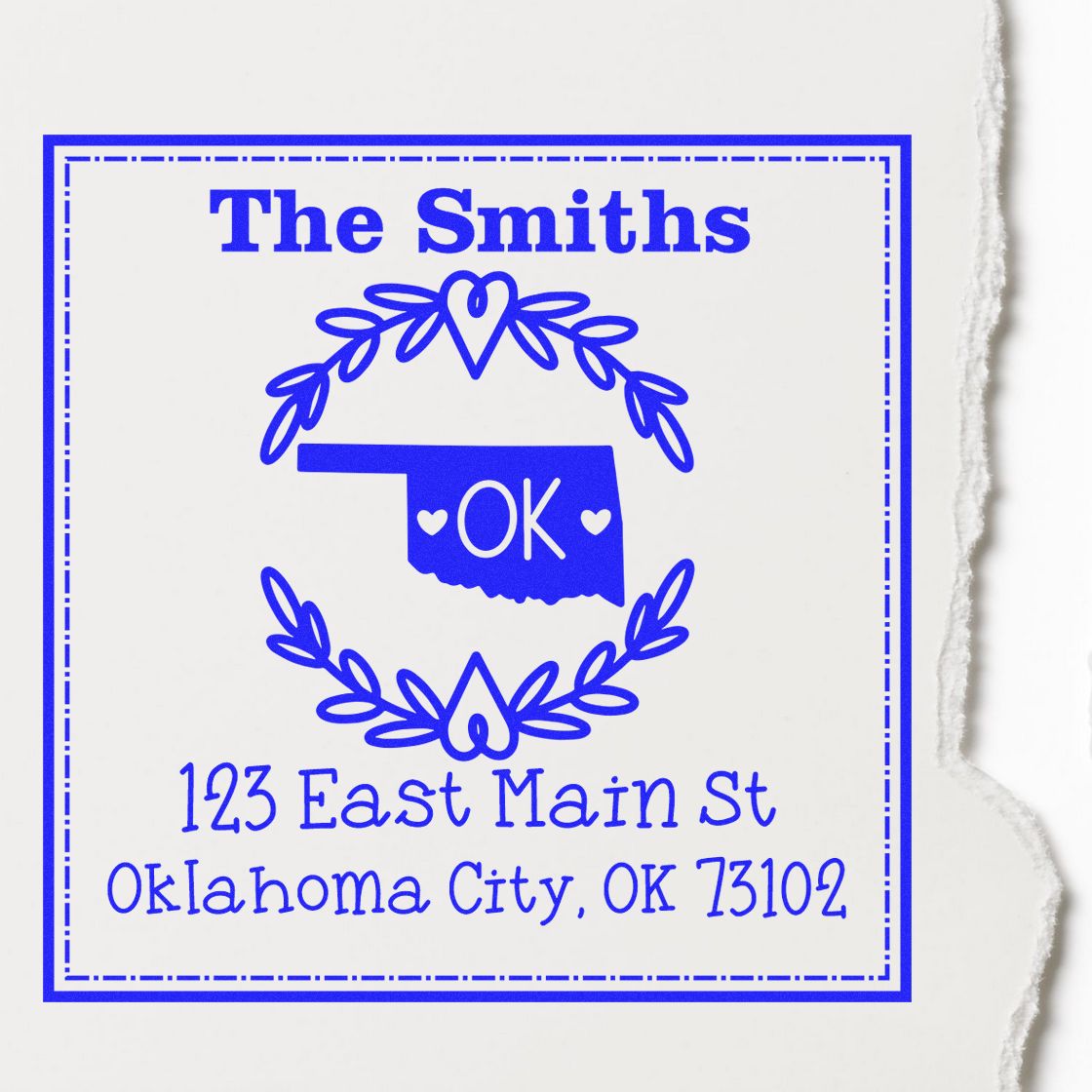 Wood Handle Oklahoma State Wreath Custom-Made New Address Rubber Stamp - Engineer Seal Stamps