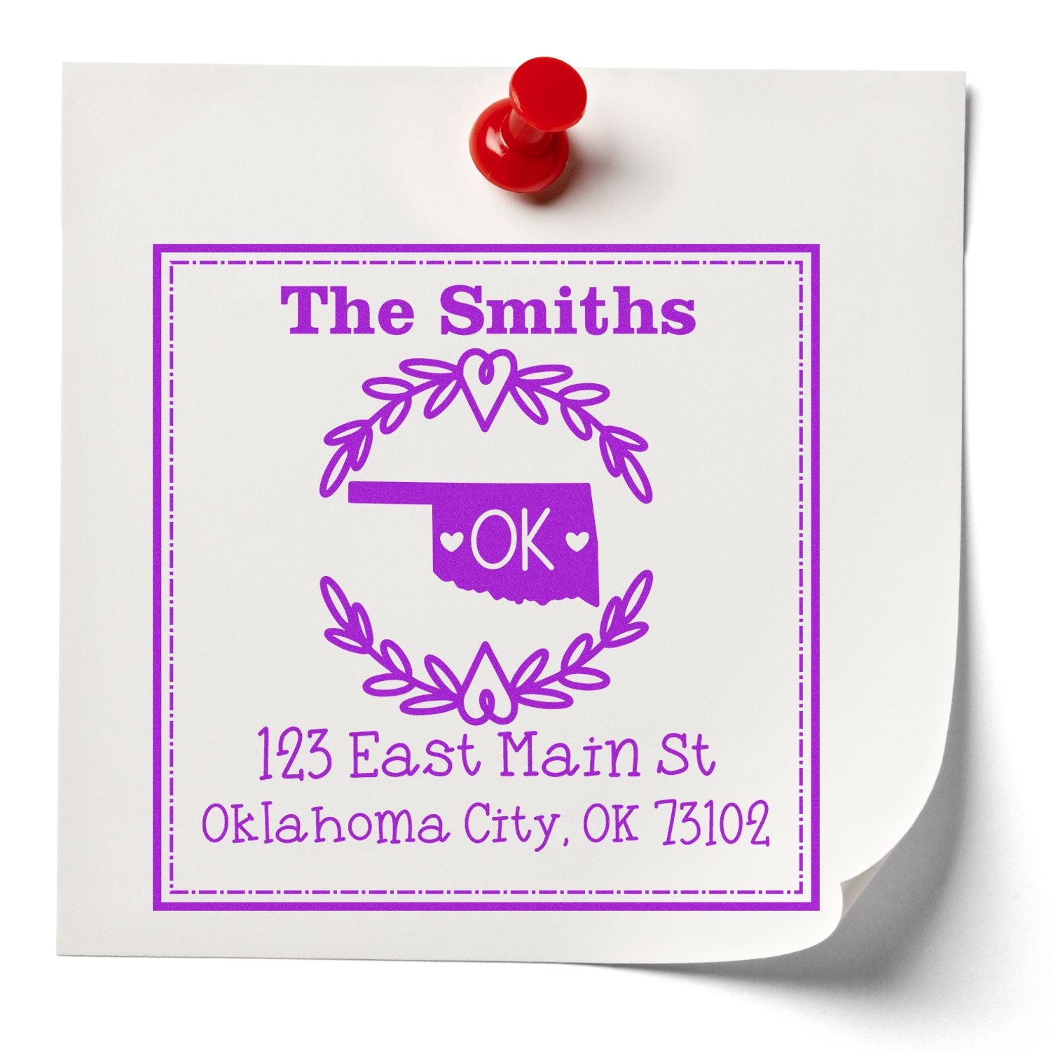 Wood Handle Oklahoma State Wreath Custom-Made New Address Rubber Stamp - Engineer Seal Stamps