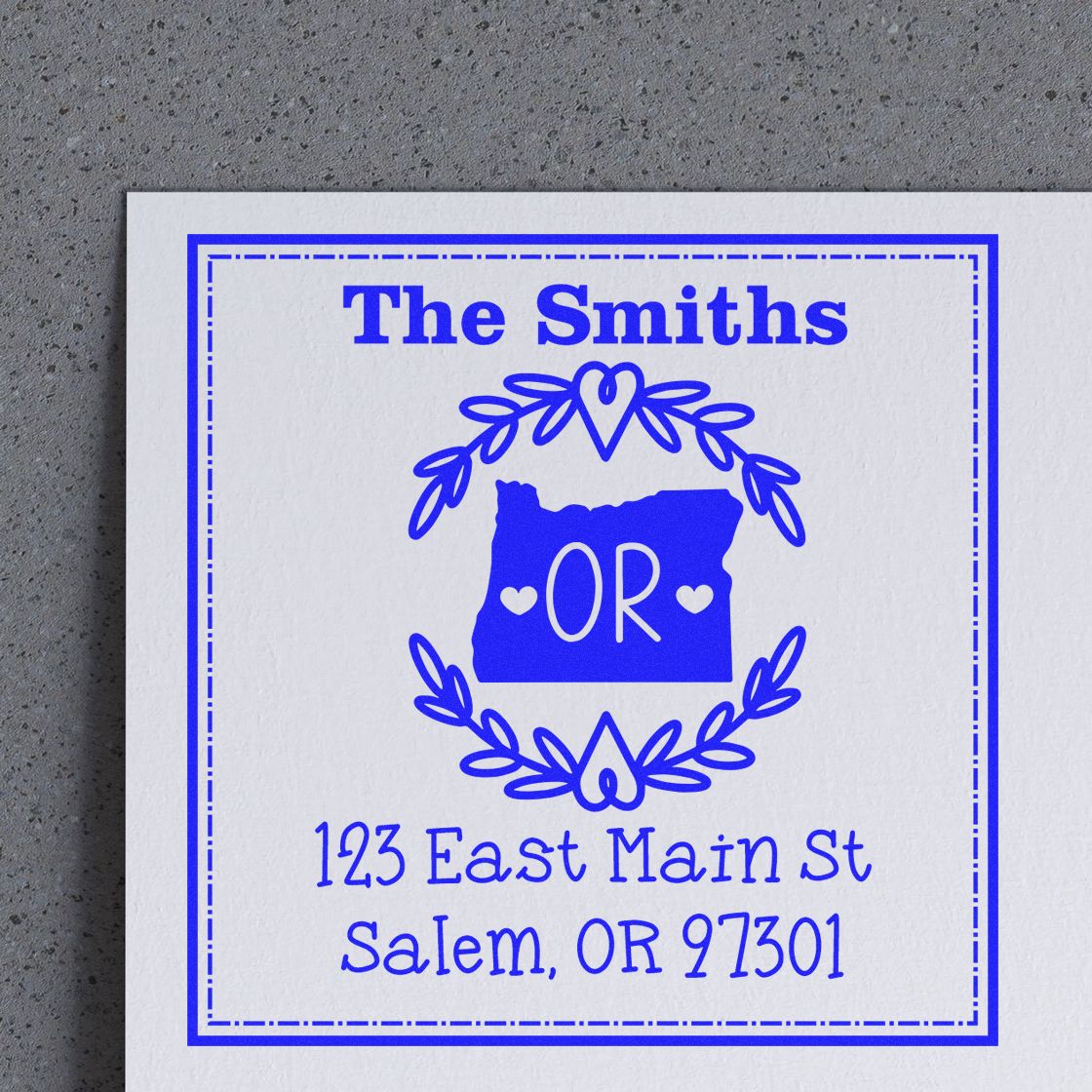 Wood Handle Oregon State Wreath Custom-Made Home Address for Envelopes Stamp - Engineer Seal Stamps