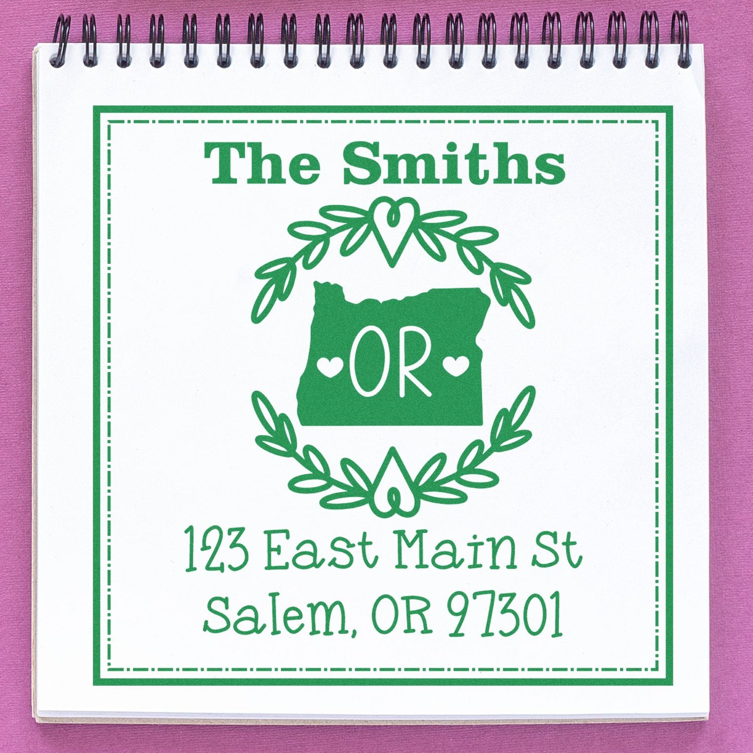Wood Handle Oregon State Wreath Custom-Made Home Address for Envelopes Stamp - Engineer Seal Stamps