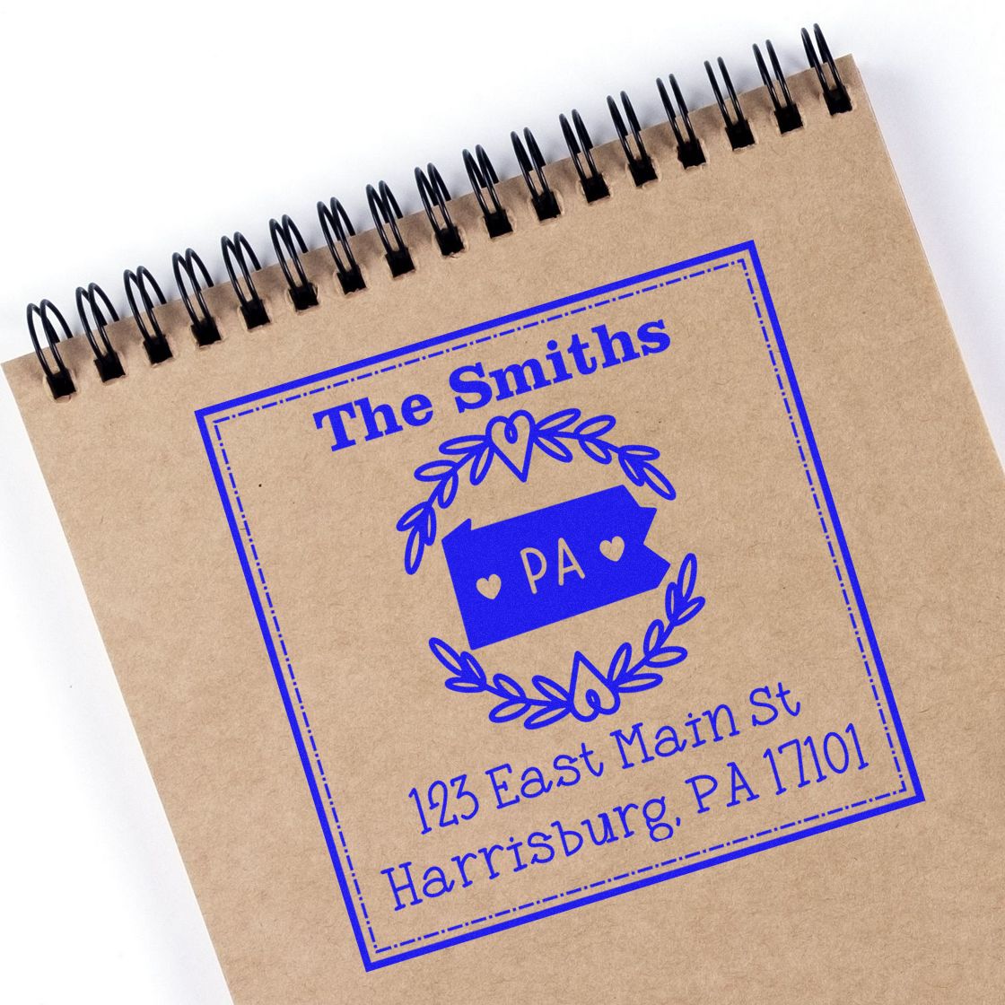 Self-Inking Pennsylvania State Wreath Personalized Return Address Stamp - Engineer Seal Stamps
