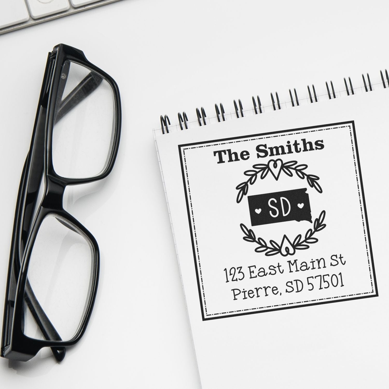 Self-Inking South Dakota State Wreath Personalized Name and Address Stamp - Engineer Seal Stamps