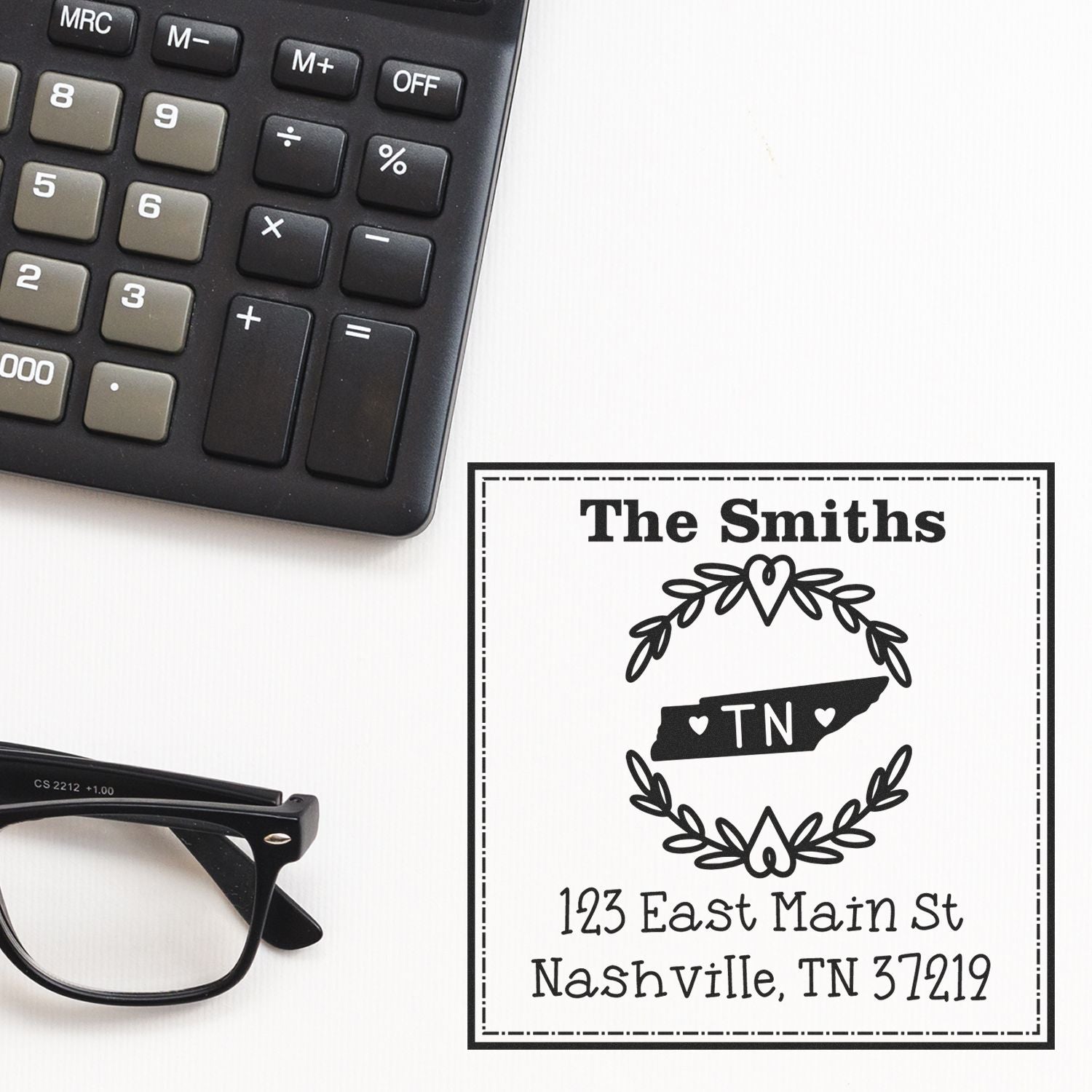 Self-Inking Tennessee State Wreath Personalized Name and Address Stamper - Engineer Seal Stamps