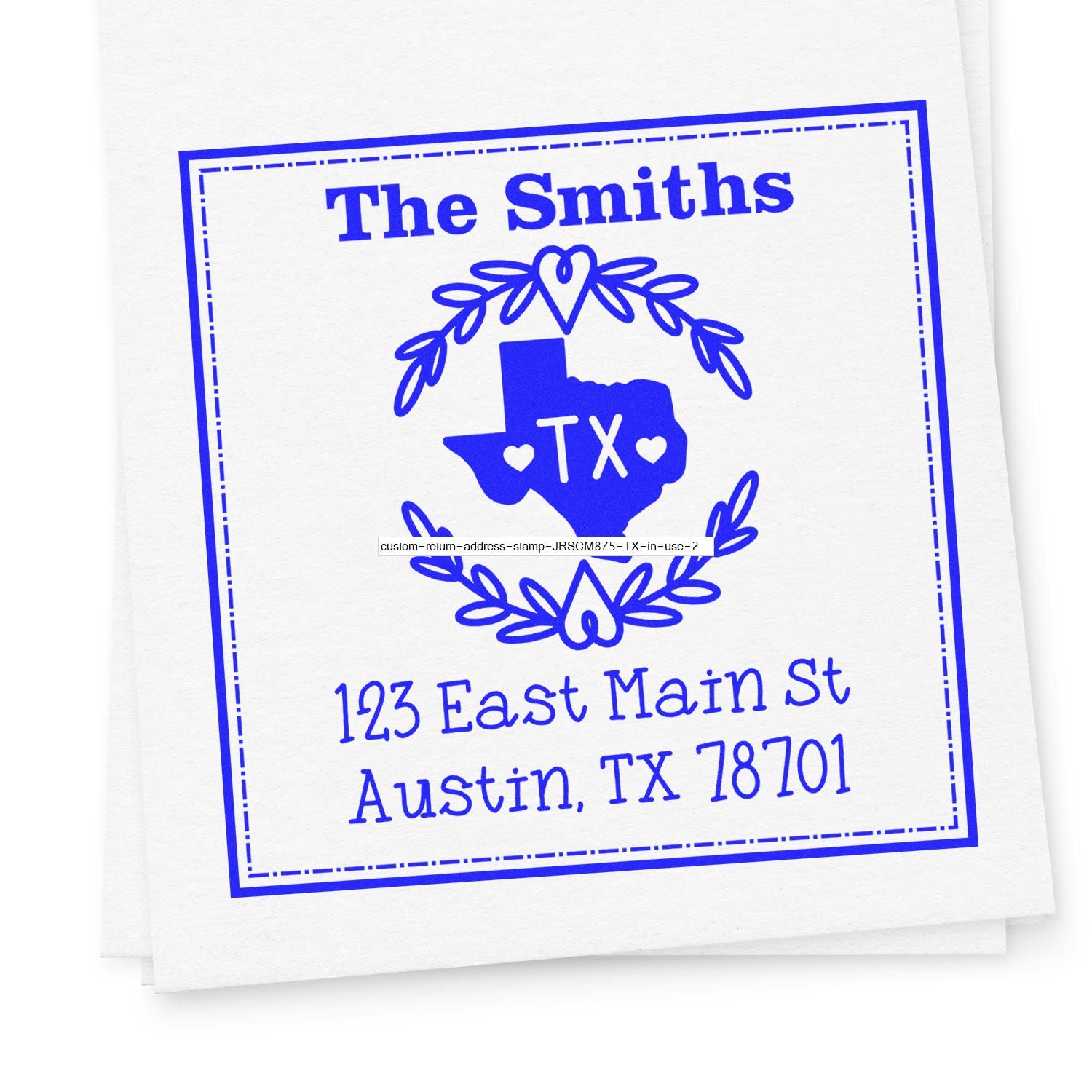 Wood Handle Texas State Wreath Personalized Address Stamp - Engineer Seal Stamps