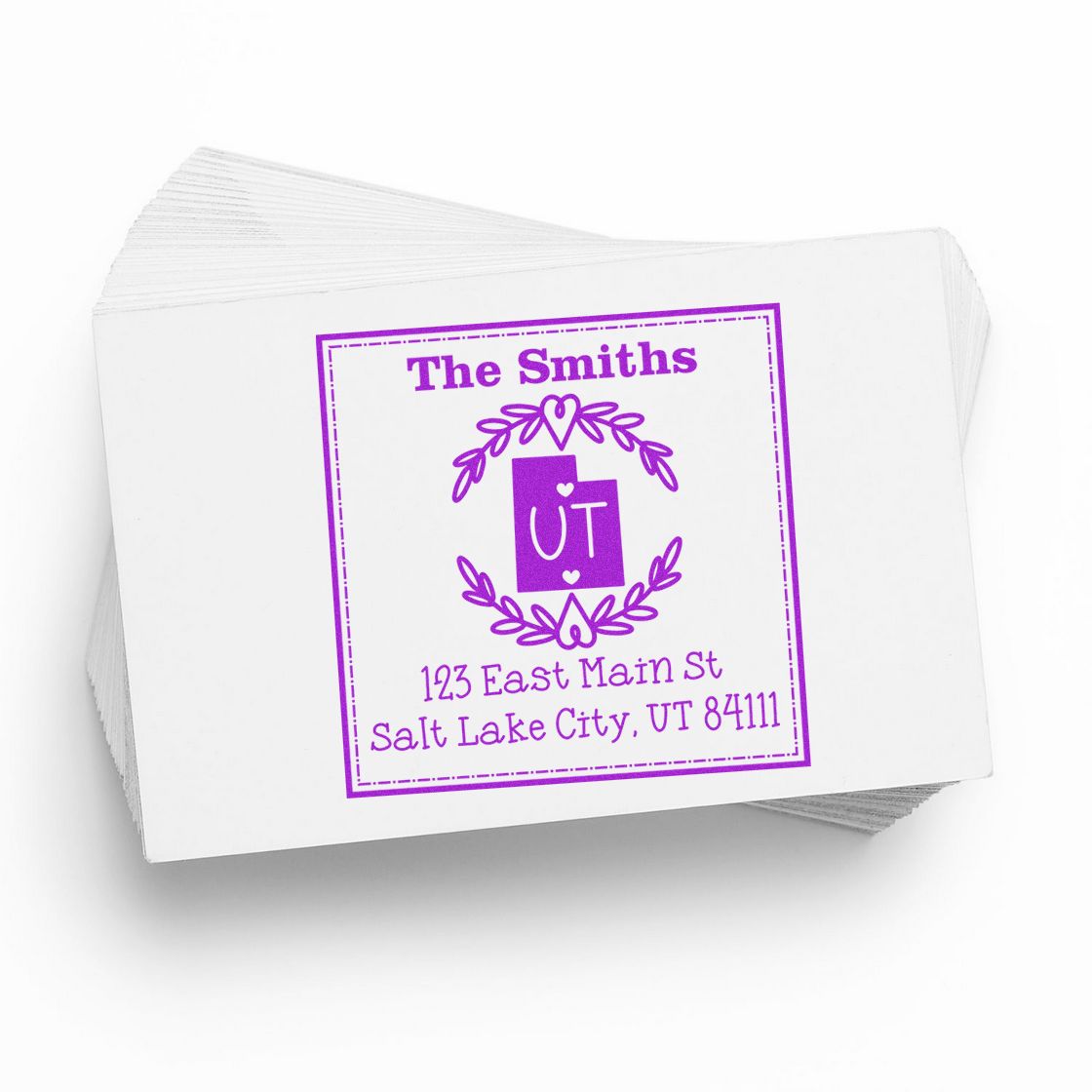 Slim Utah State Wreath Personalized Mailing Address Stamper - Engineer Seal Stamps
