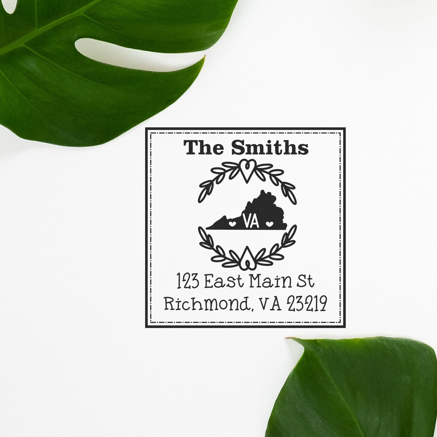 Self-Inking Virginia State Wreath Personalized Mailing Rubber Stamp - Engineer Seal Stamps