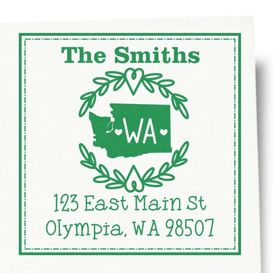 Self-Inking Washington State Wreath Personalized Mail Stamp - Engineer Seal Stamps