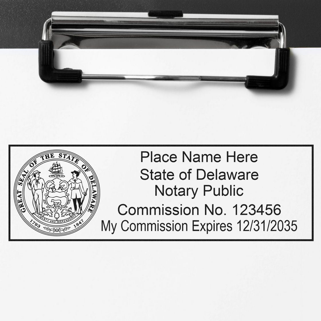 Rectangular MaxLight Notary Stamp DE and Delaware Notary Public Desk Seal Embosser Kit - Engineer Seal Stamps