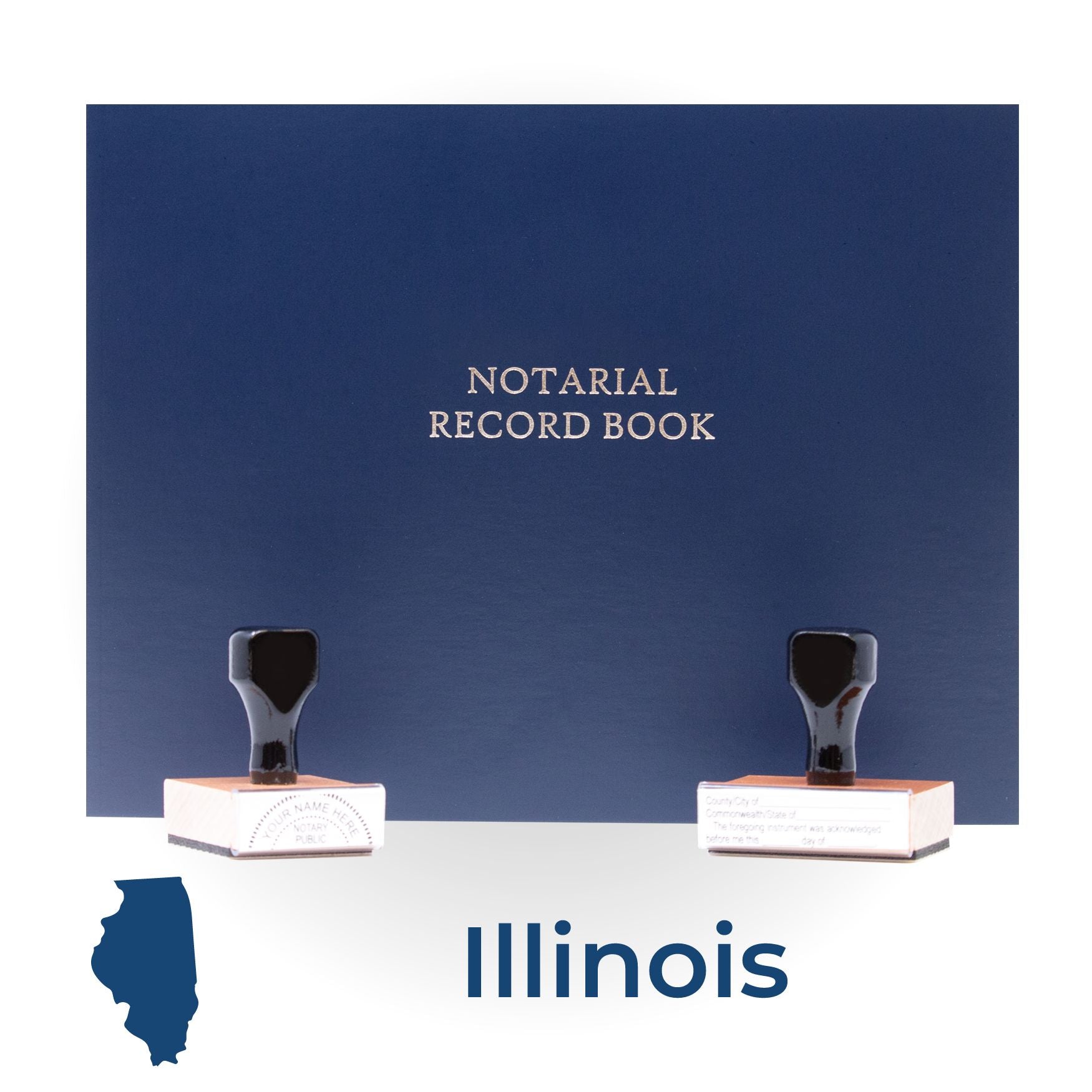Illinois Round Notary Kit with Rubber Stamps - Engineer Seal Stamps