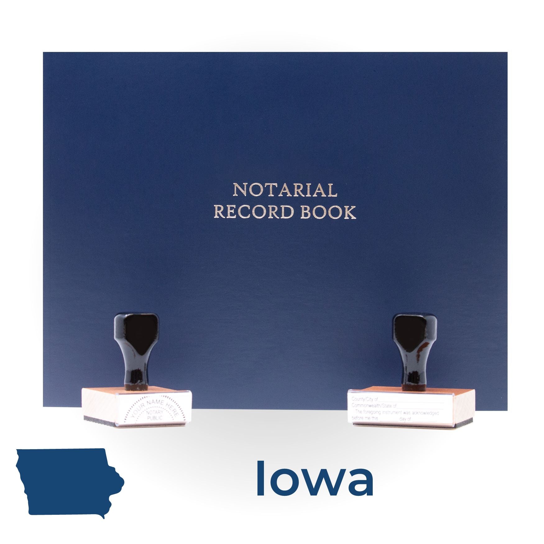 Iowa Round Notary Kit with Rubber Stamps - Engineer Seal Stamps