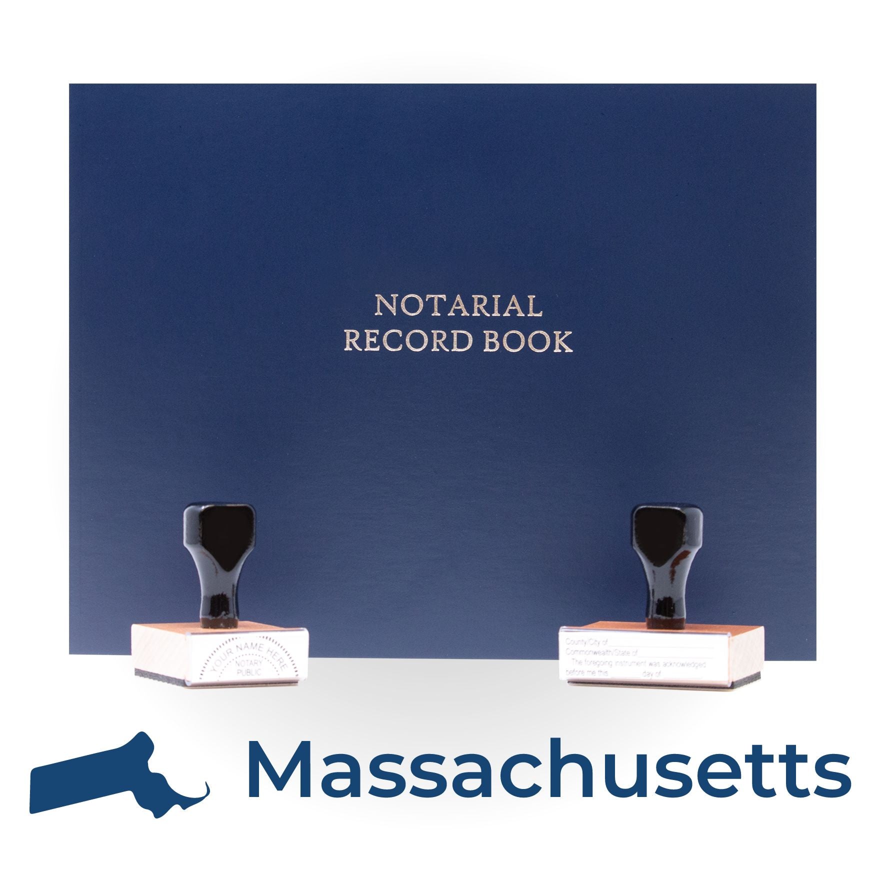 Massachusetts Round Notary Kit with Rubber Stamps - Engineer Seal Stamps