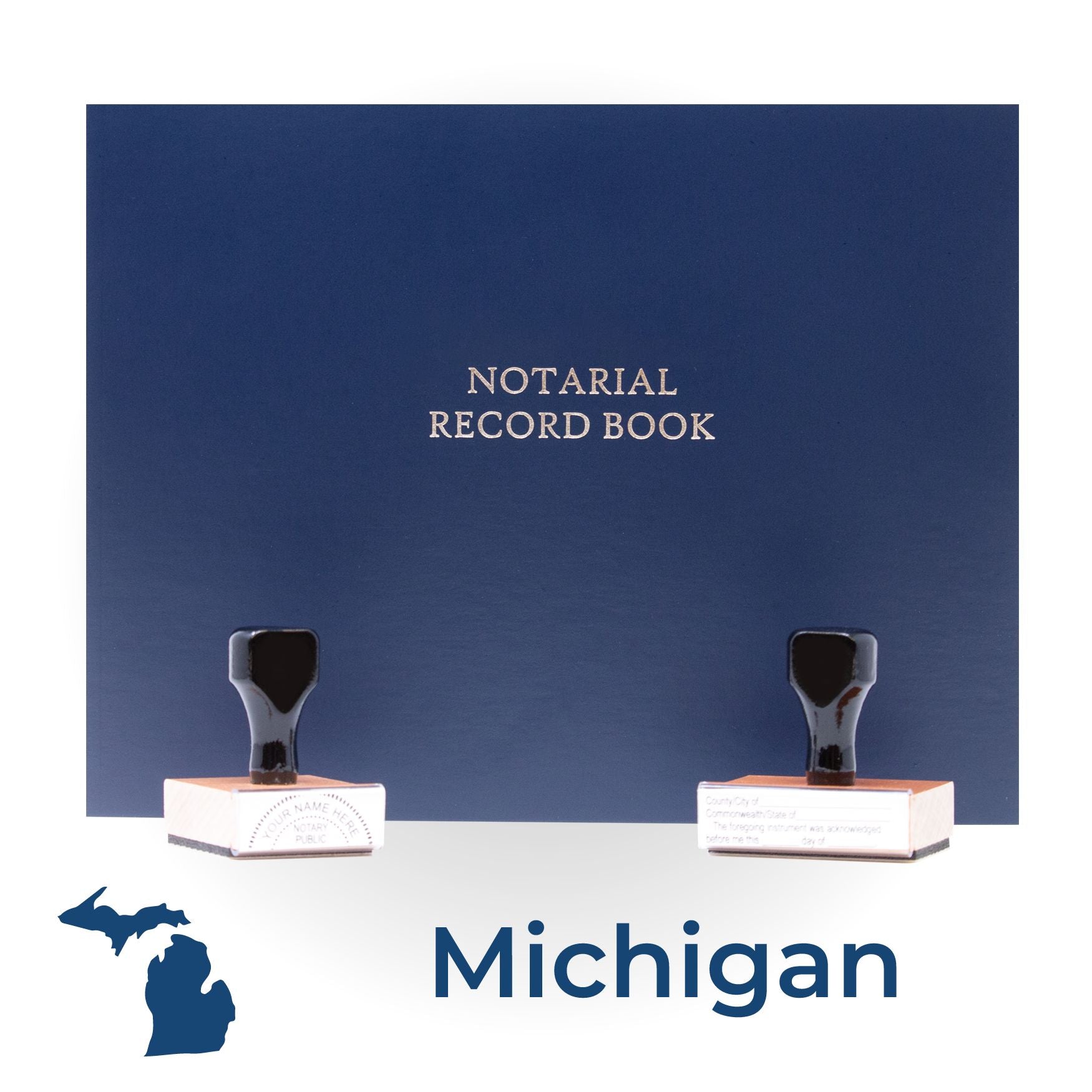Michigan Round Notary Kit with Rubber Stamps - Engineer Seal Stamps