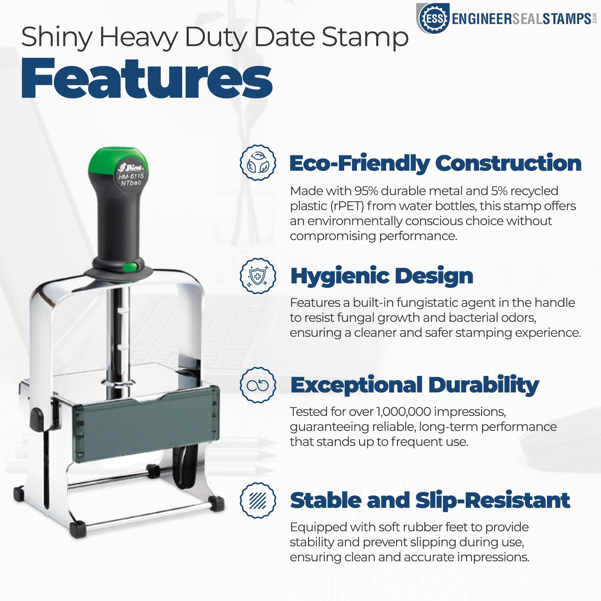 Shiny Heavy Duty Date Stamp 2-1/2 x 4-1/2 - Engineer Seal Stamps