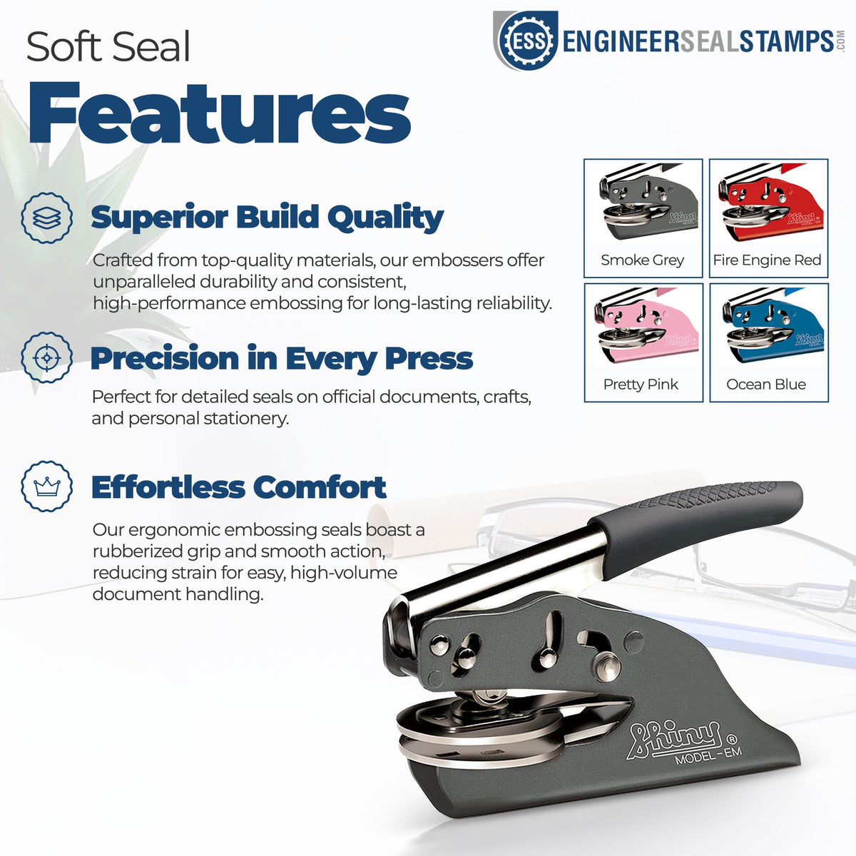 Shiny Round NV Soft Personalizable Mailing Embossed Seal featuring state love design, ideal for custom mailing and sealing documents.
