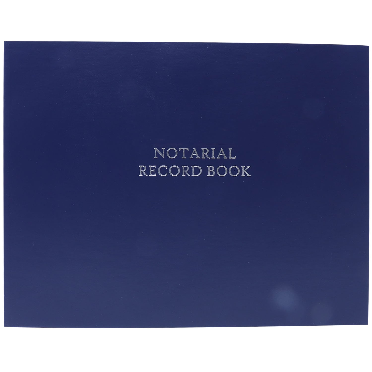 Image of the Official Notary Public Record Book with a dark blue cover and silver text reading Notarial Record Book on the front.