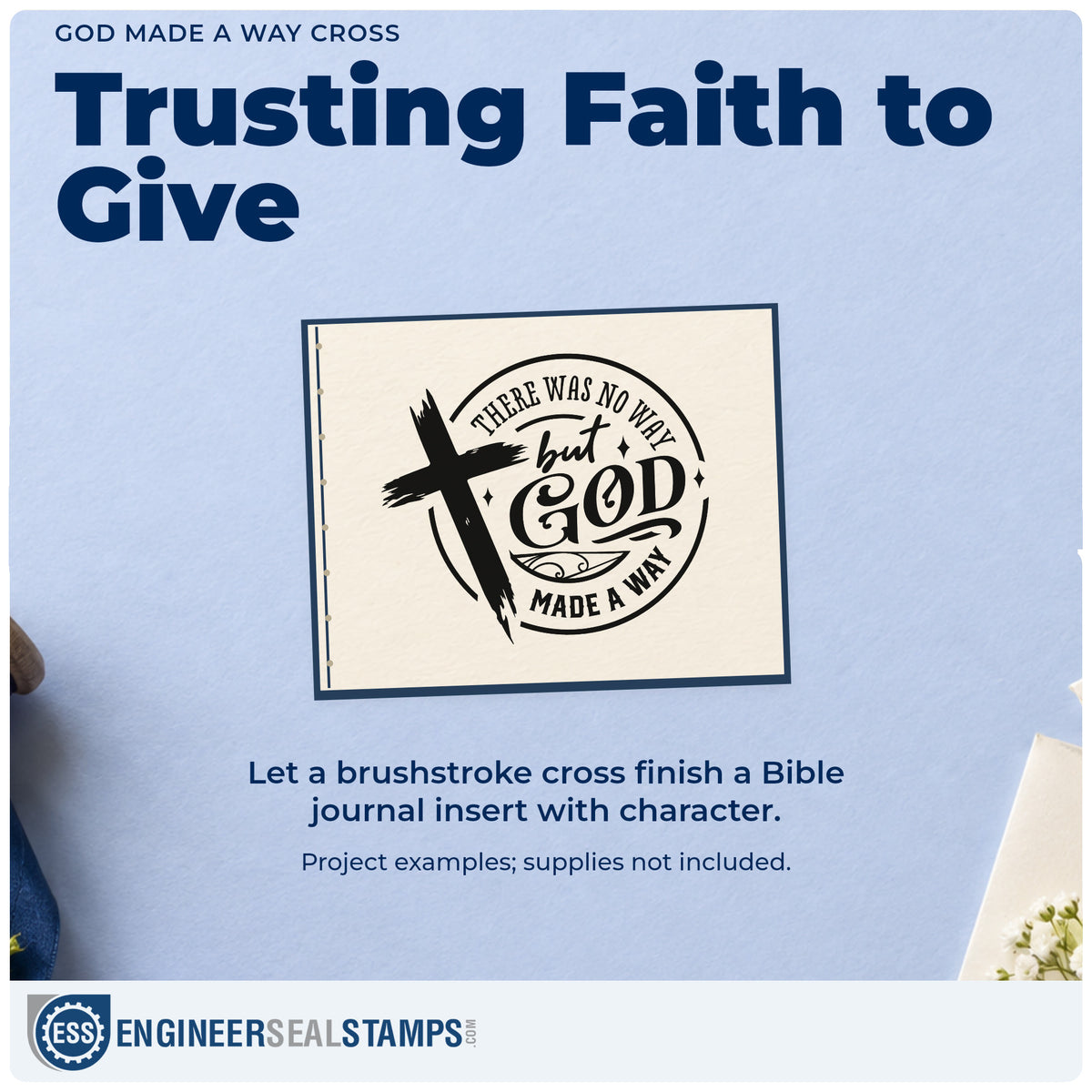 A finished handmade project stamped with the Vintage Pro There Was No Way, But God Made A Way Premium Wooden Stamp, ideal for graduation cards.