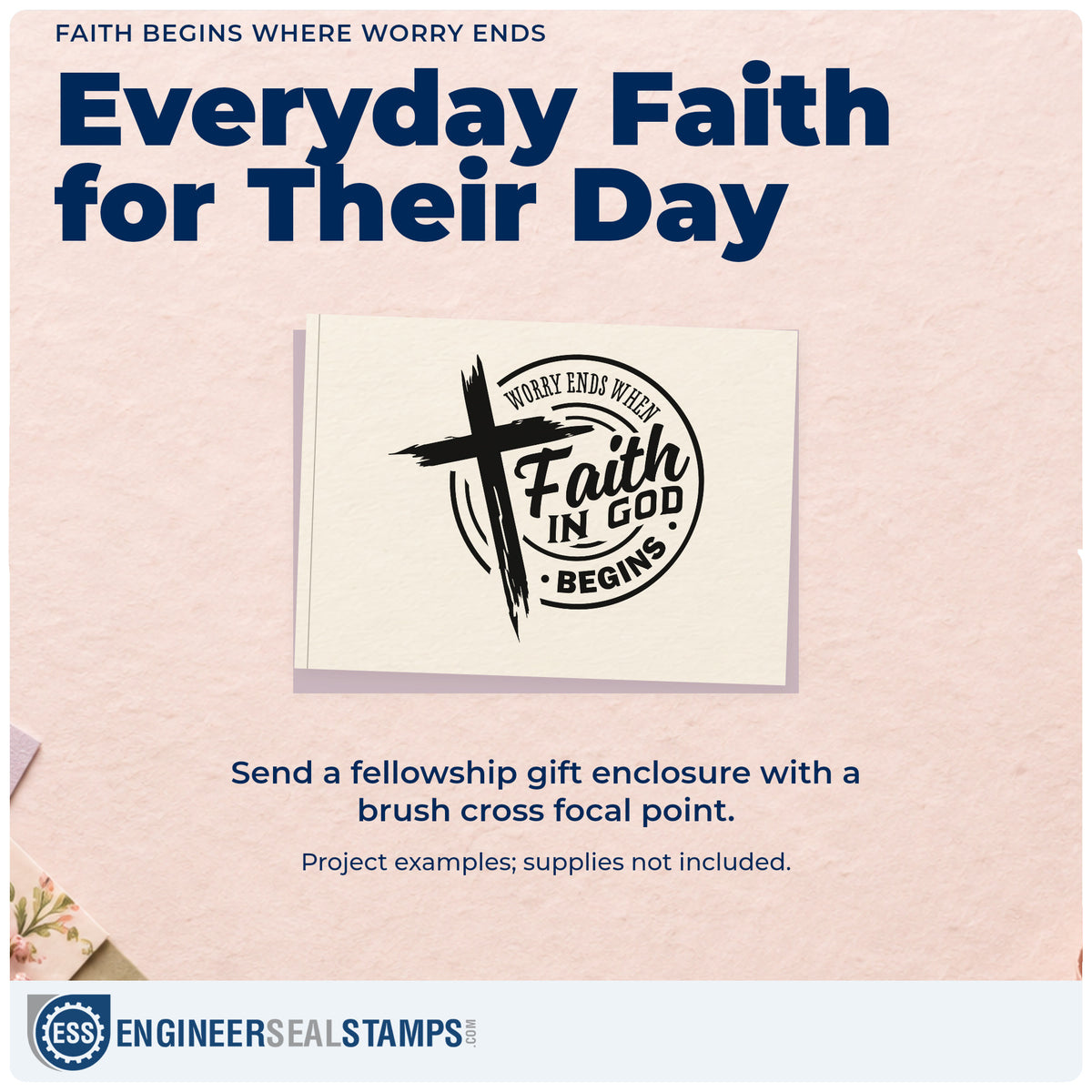 A finished handmade project stamped with the Worry Ends Where Faith In God Begins Duo Hand Stamp, ideal for test day notes.