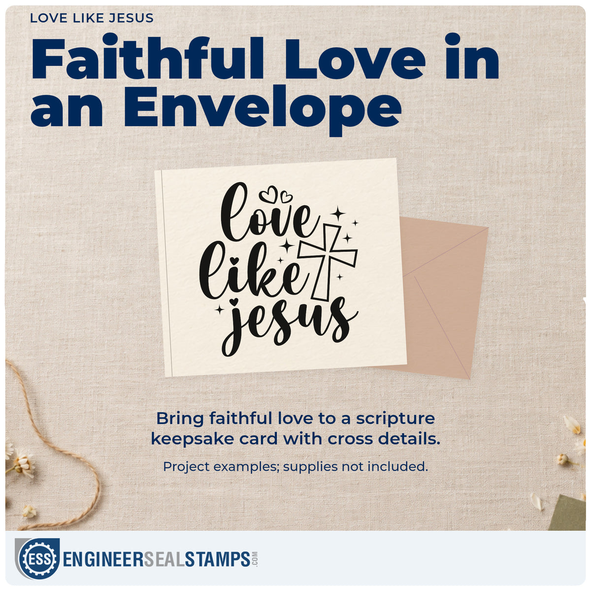 A finished handmade project stamped with the Love Like Jesus Self-Inking Stamp, ideal for volunteer thank-yous.