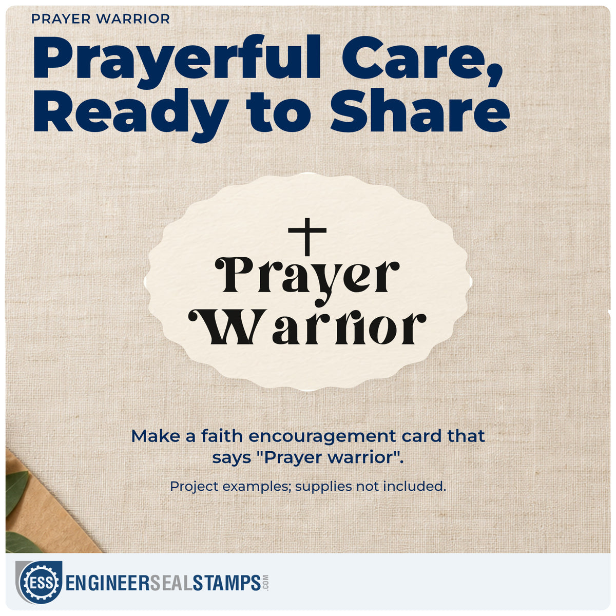 A finished handmade project stamped with the Prayer Warrior Rubber Stamp – Wood Handle, ideal for grandmother gifts.