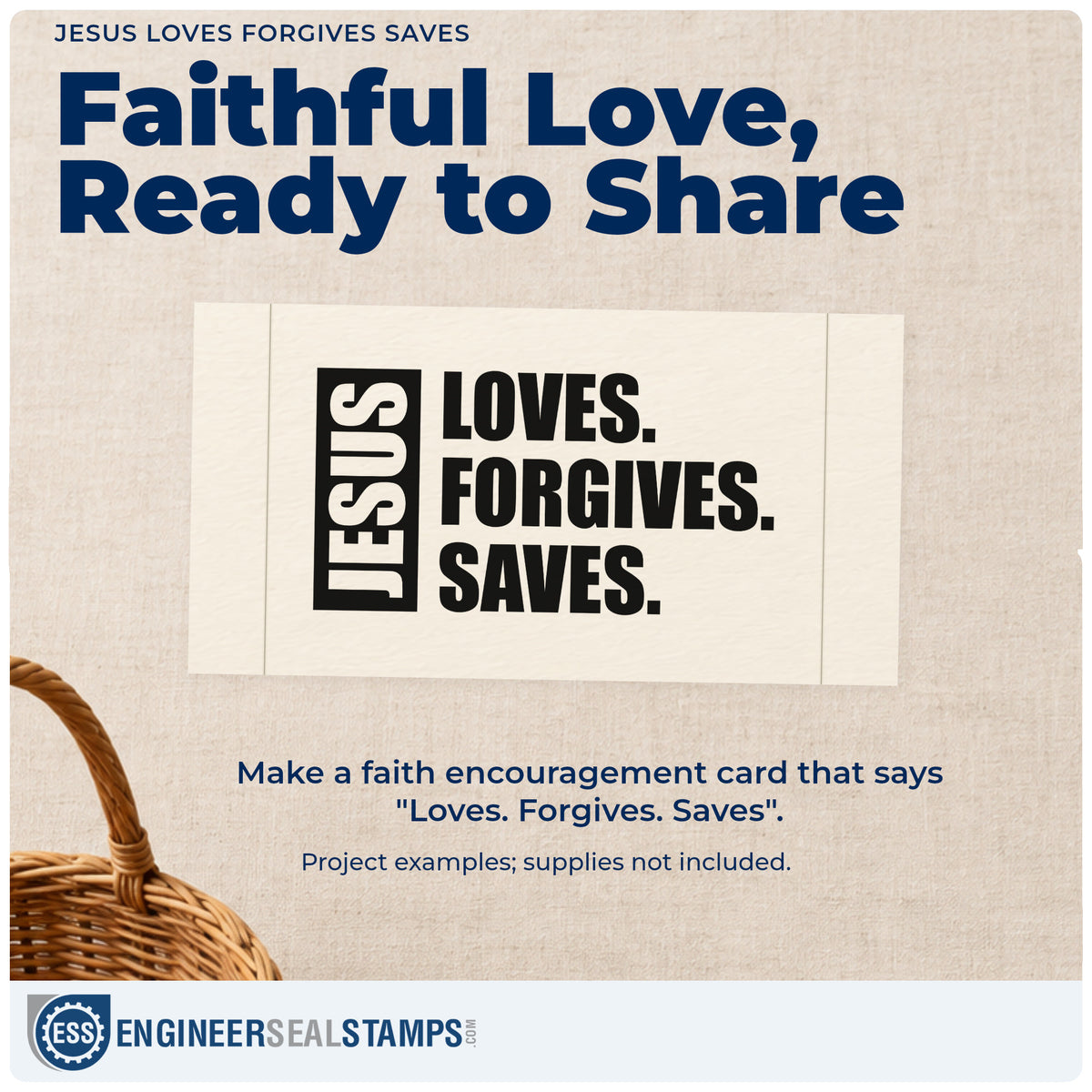 A finished handmade project stamped with the Jesus Loves Forgives Saves Hand Stamp – Duo, ideal for baptism gifts.