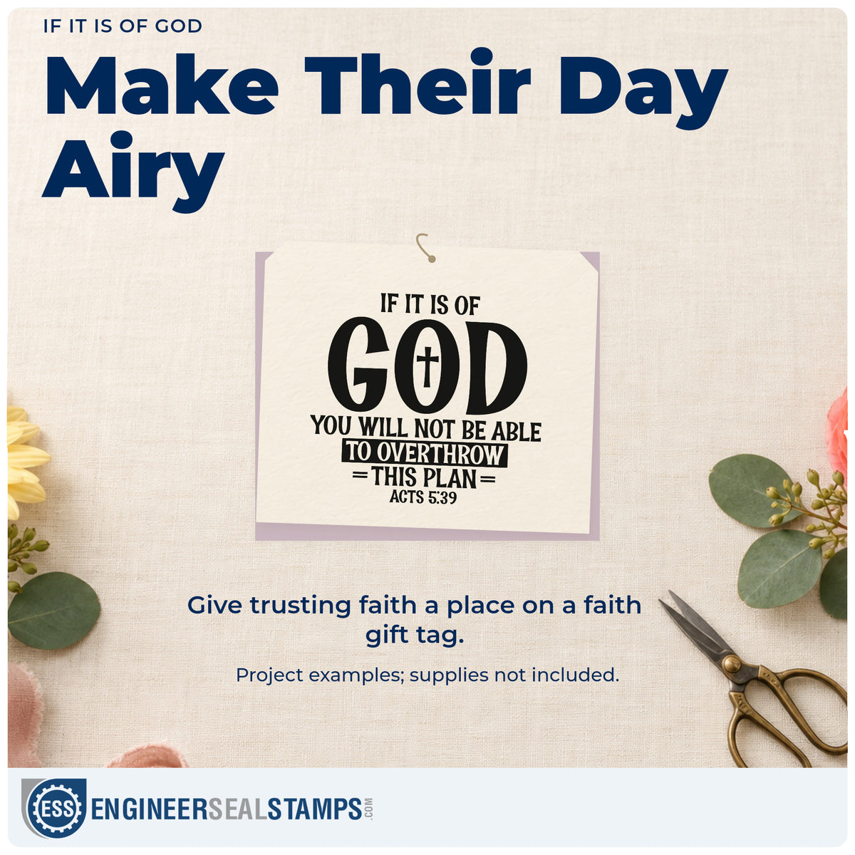 A finished handmade project stamped with the If It Is Of God With Cross Self-Inking Stamp, ideal for layoff support notes.