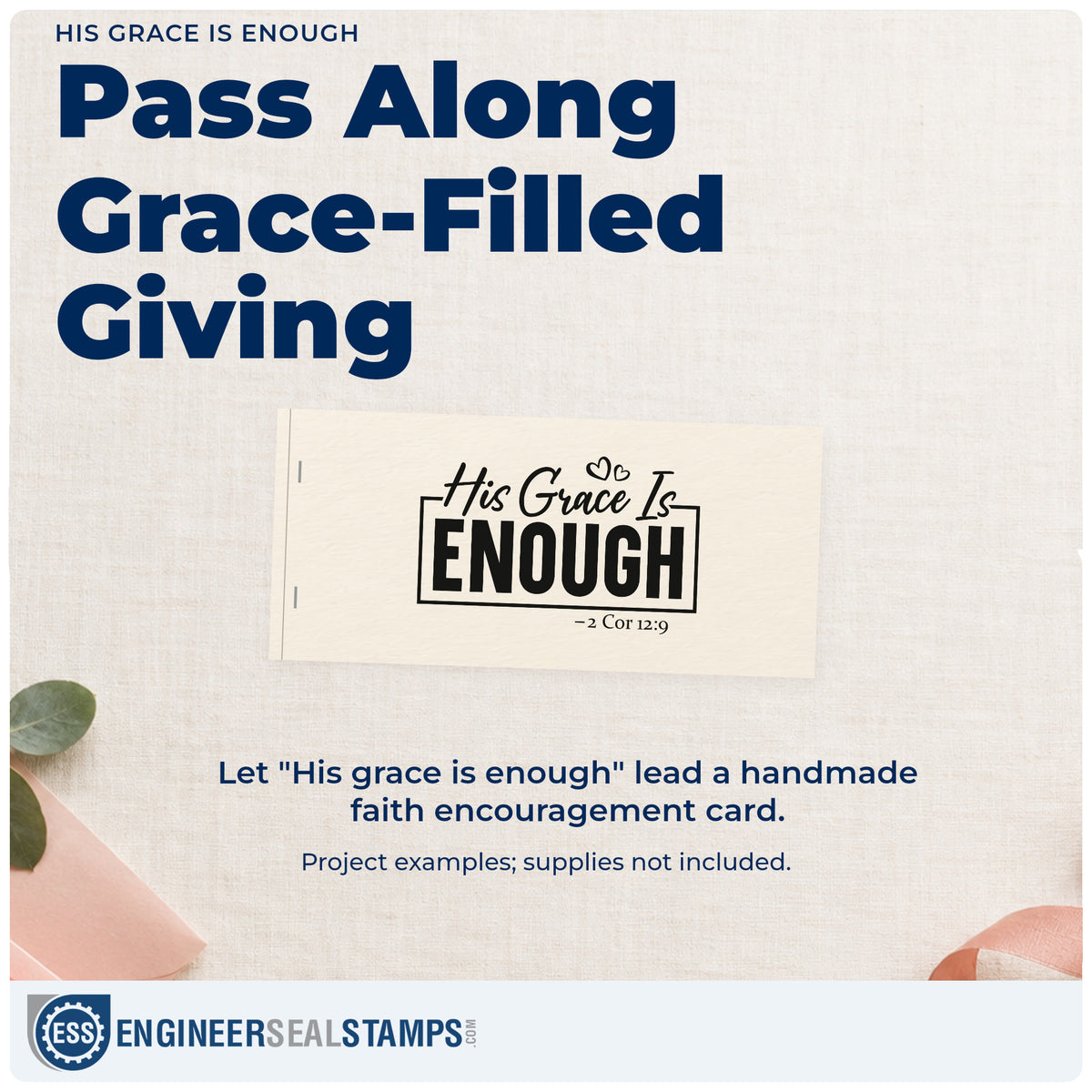 A finished handmade project stamped with the His Grace Is Enough Stamp – Slim Pre-Inked, ideal for sobriety milestones.