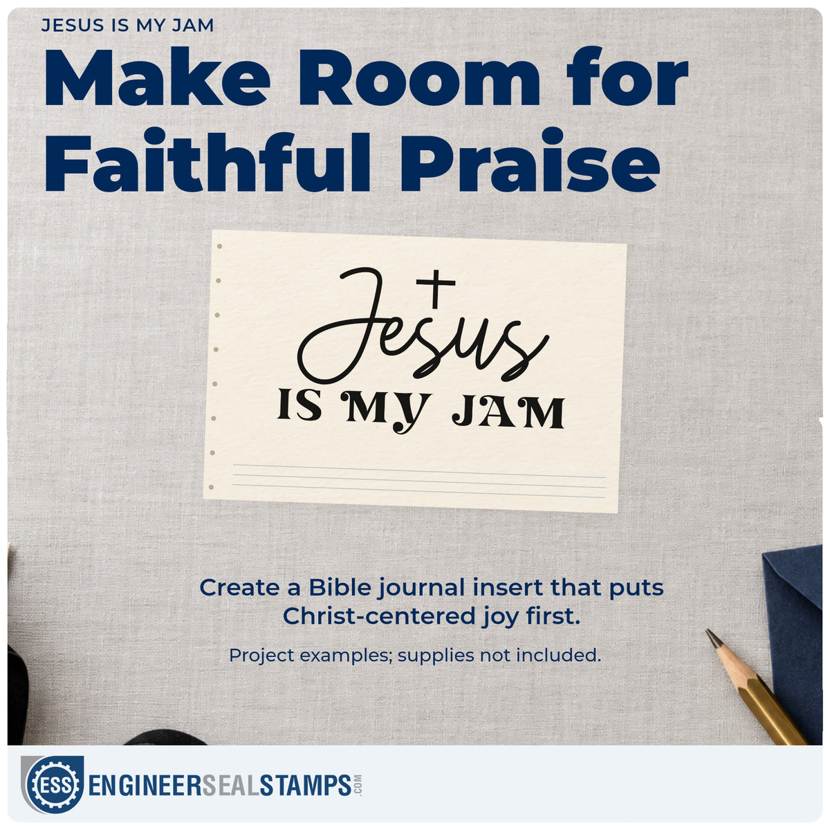 A finished handmade project stamped with the Jesus Is My Jam With Cross Pre-Inked Stamp – PSI, ideal for jam jar labels.