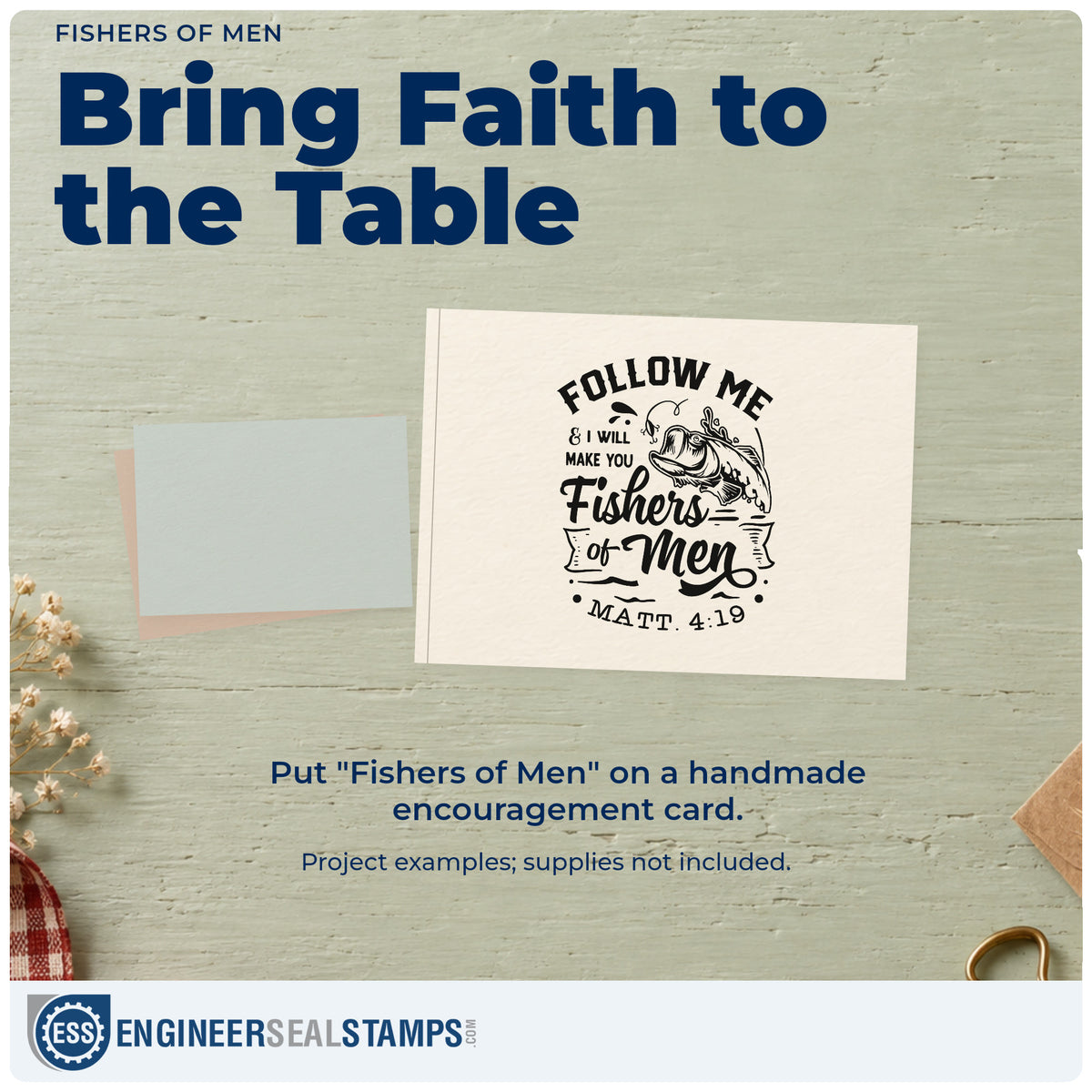 A finished handmade project stamped with the Fishers Of Men Rubber Stamp – Duo Hand, ideal for fishing license holders.