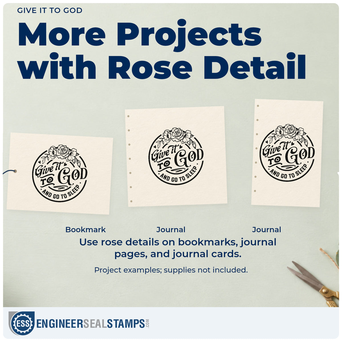 Three project examples made with the Give It To God And Go To Sleep Stamp – Self-Inking, including bedtime pages.