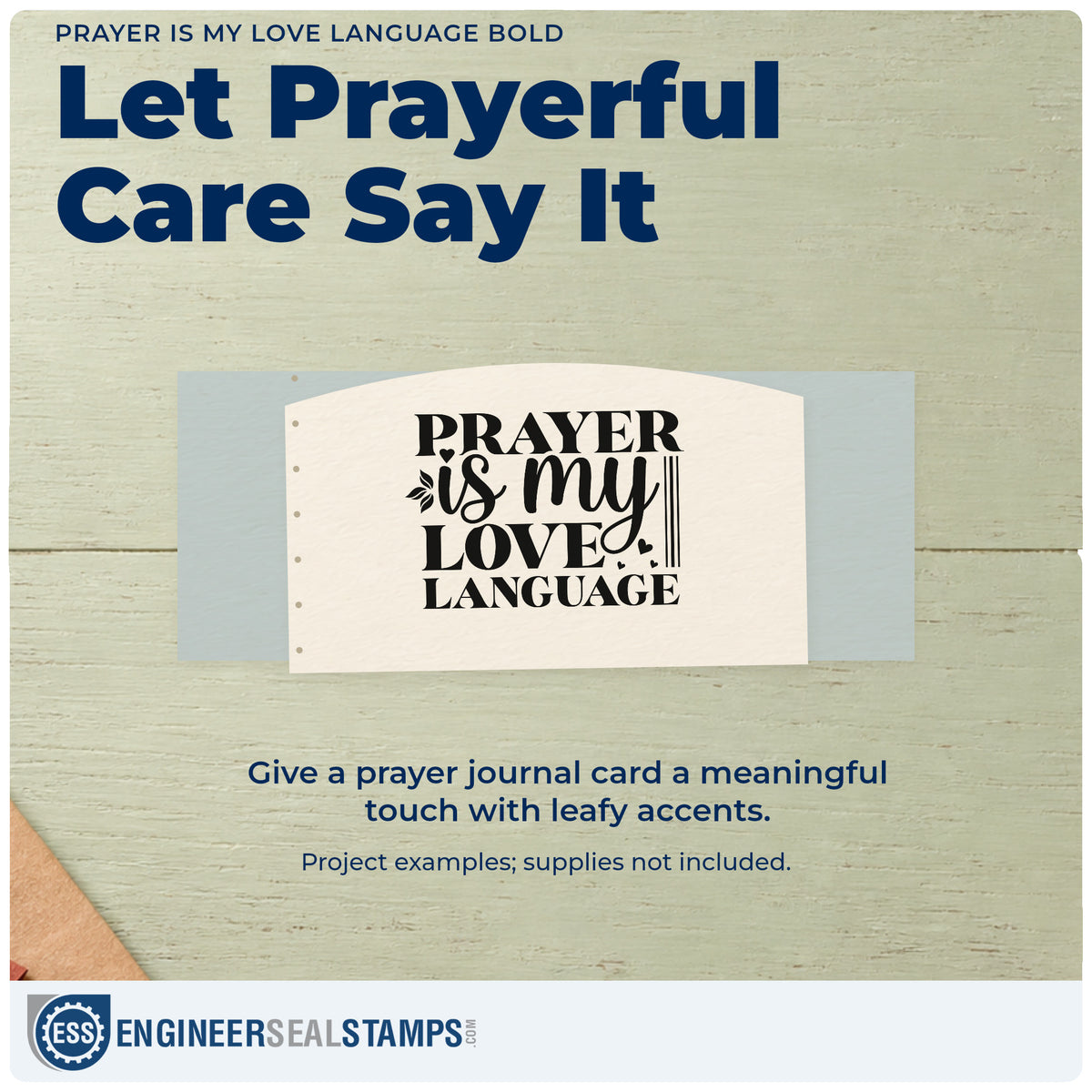 A finished handmade project stamped with the Wood Handle Prayer Is My Love Language Bold Rubber Stamp, ideal for prayer partner gifts.