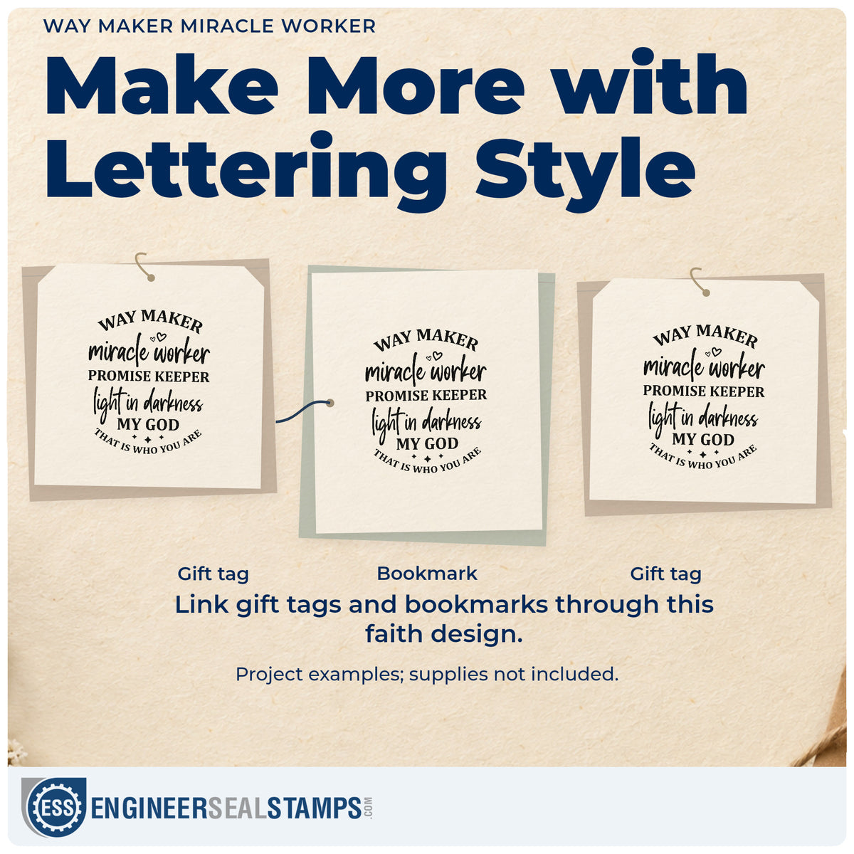 Three project examples made with the Way Maker Miracle Worker Stamp – Slim Pre-Inked, including breakthrough pages.