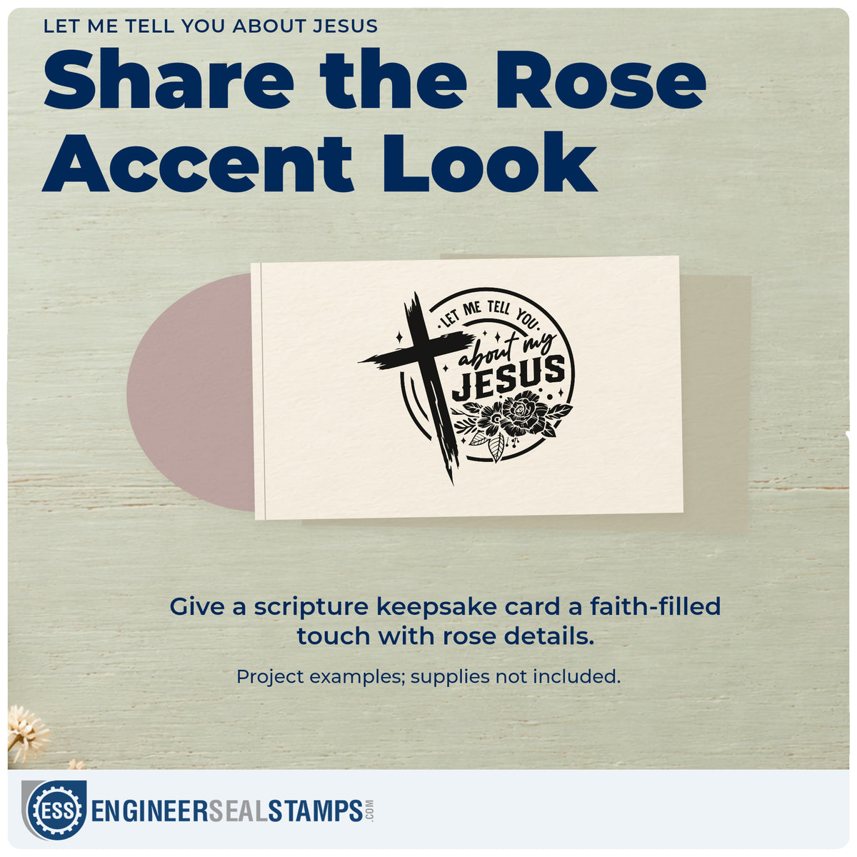 A finished handmade project stamped with the Let Me Tell You About Jesus Compact Pre-Inked Stamp – Slim, ideal for coffee date tags.
