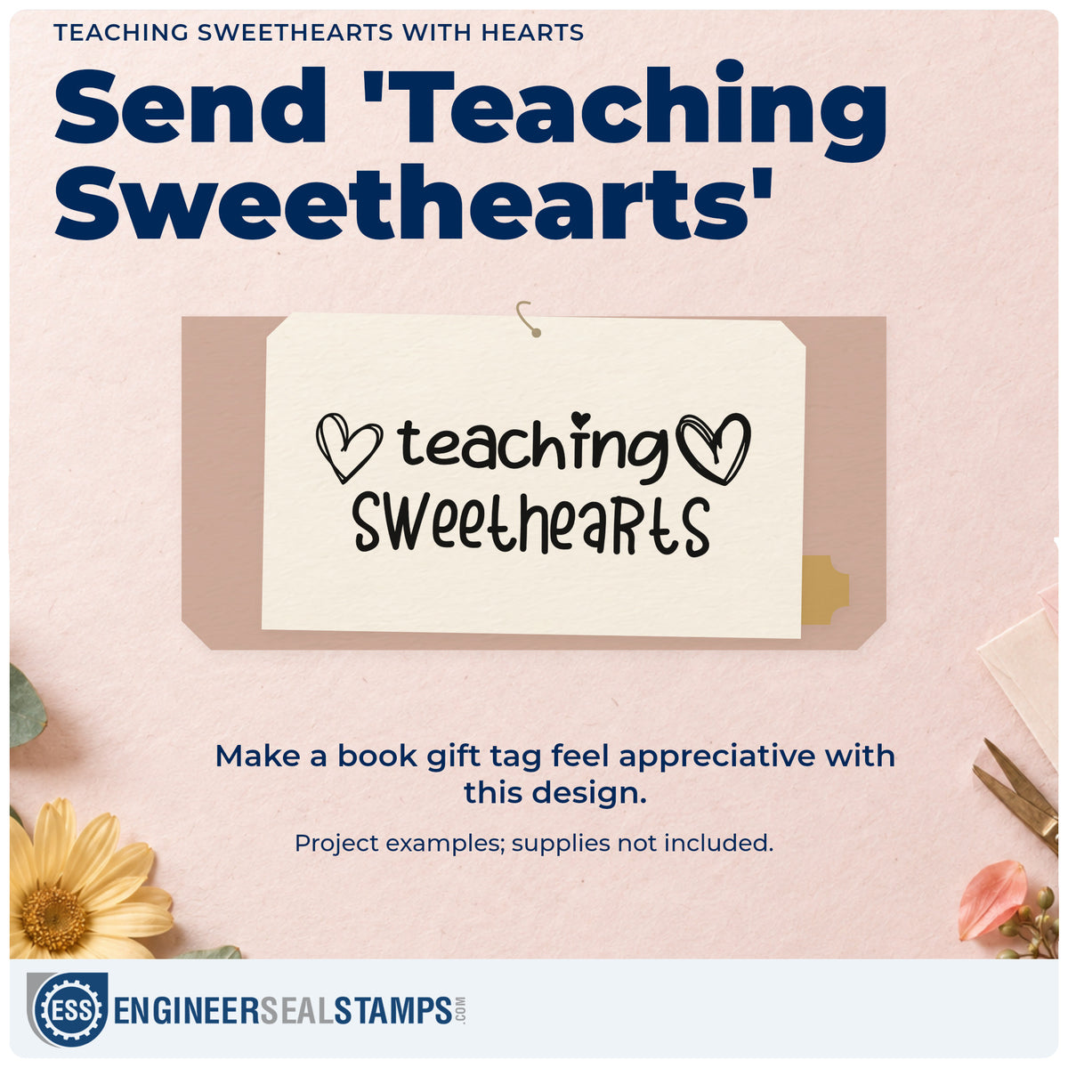 A finished handmade project stamped with the Teaching Sweethearts Rubber Stamp – Duo Hand, ideal for valentine swap tags.