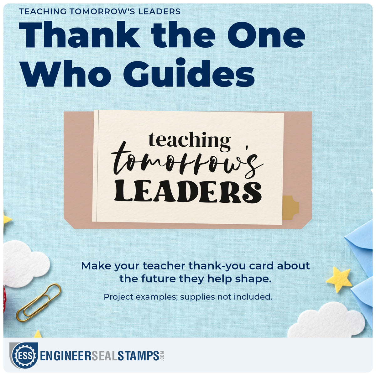 A finished handmade project stamped with the Teaching Tomorrow's Leaders Hand Stamp – Duo, ideal for mentoring gift tags.