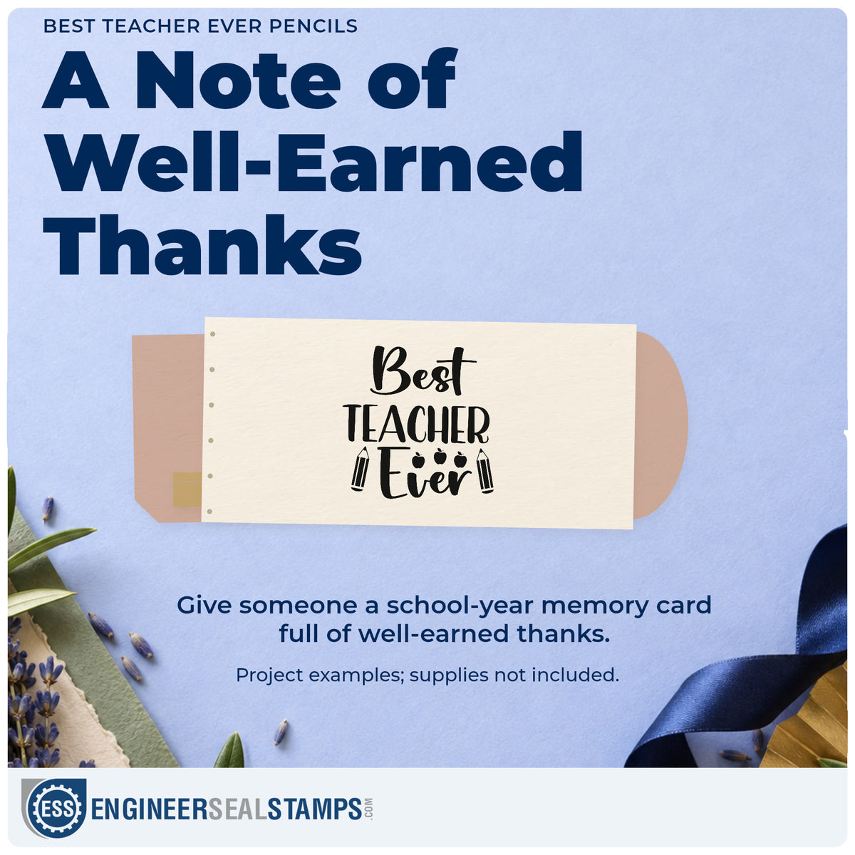 A finished handmade project stamped with the Best Teacher Ever Pencils Pre-Inked Stamp – Slim, ideal for group gift tags.