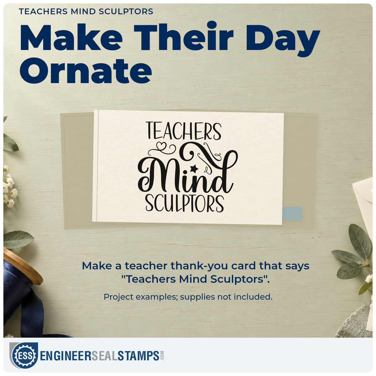 A finished handmade project stamped with the Self-Inking Teachers Mind Sculptors With Stars Stamp, ideal for clay piece tags.