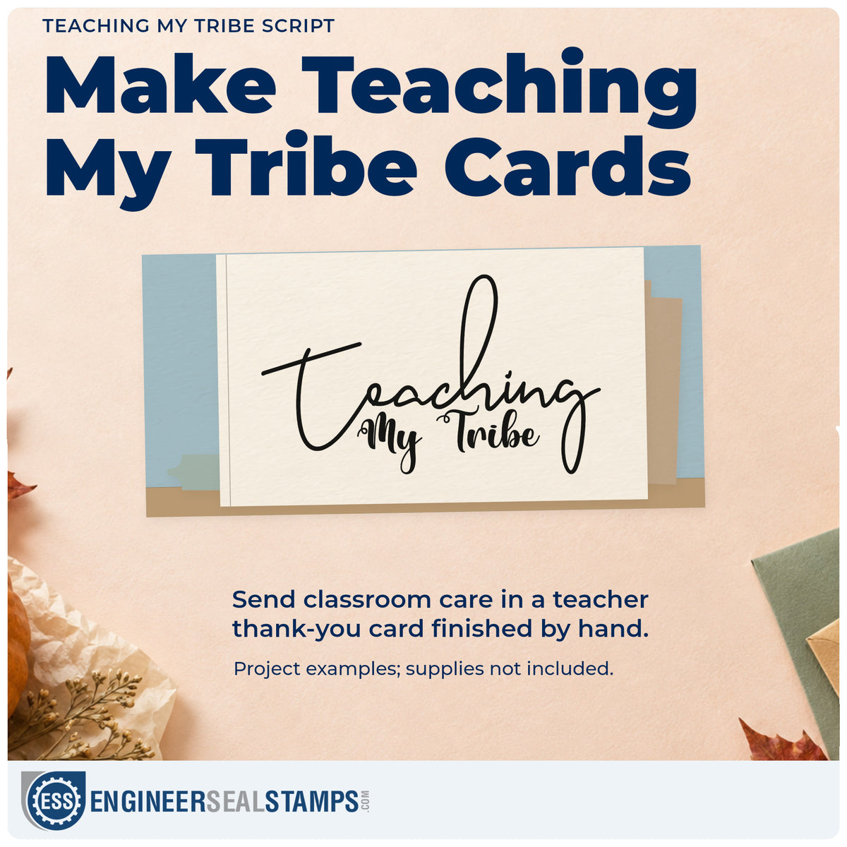A finished handmade project stamped with the Teaching My Tribe Pre-Inked Stamp – PSI, ideal for minimal gift tags.