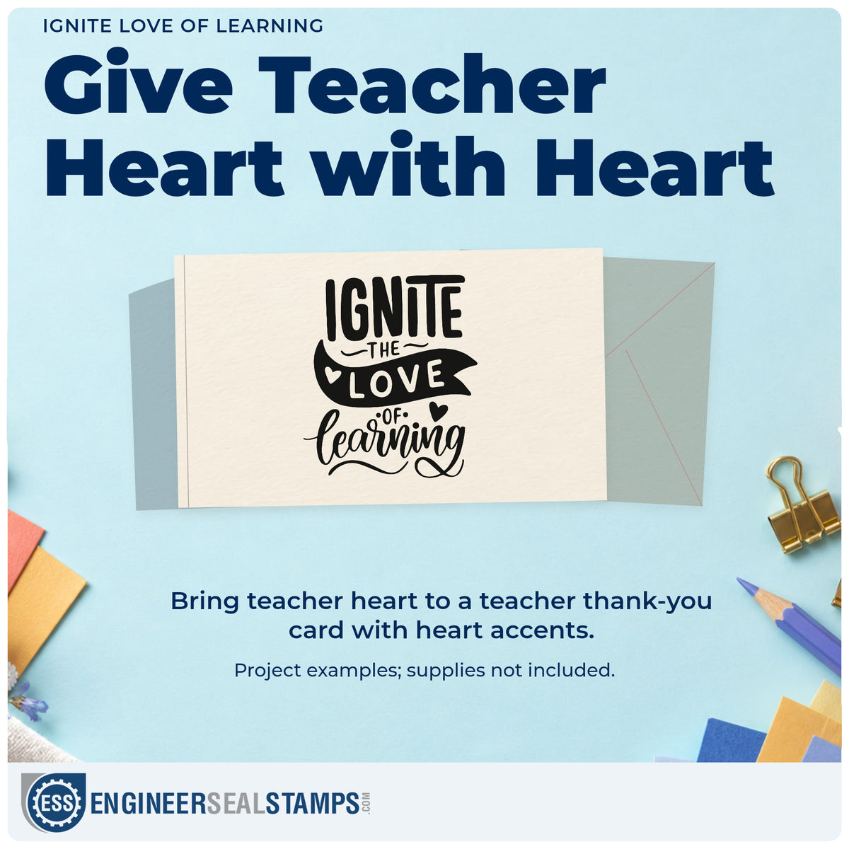 A finished handmade project stamped with the Ignite The Love Of Learning Premium Wood-Mounted Stamp – Vintage Pro, ideal for wonder wall tags.