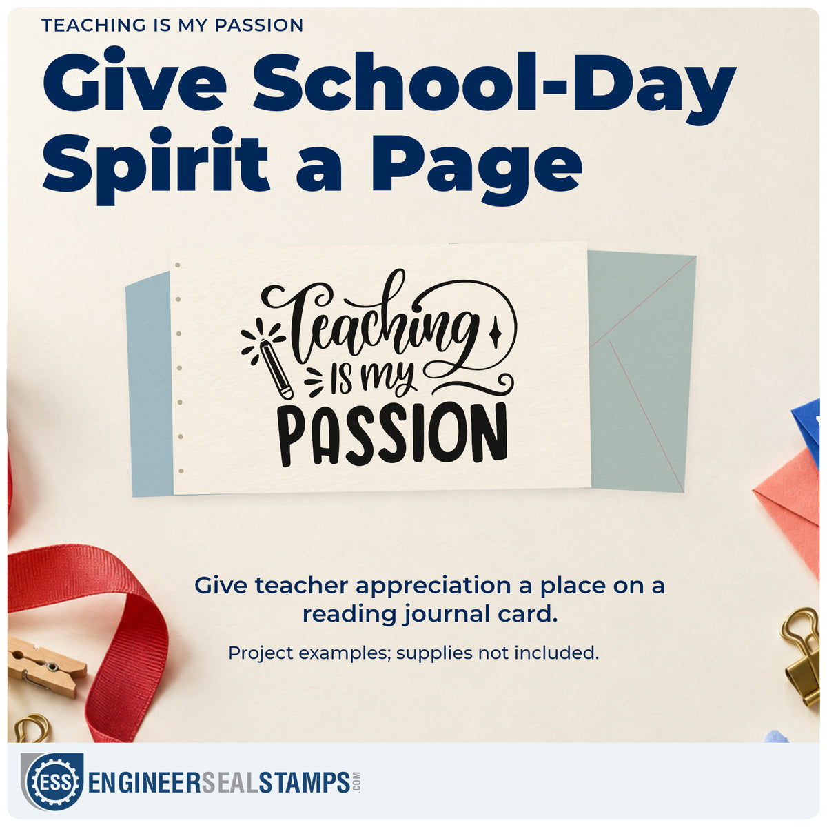 A finished handmade project stamped with the Teaching Is My Passion Rubber Stamp – Wood Handle, ideal for open evening tags.
