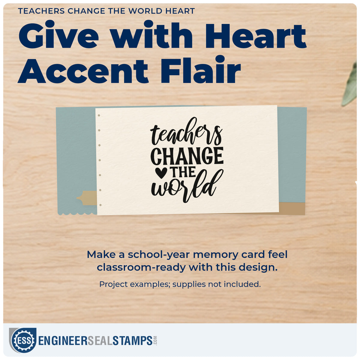 A finished handmade project stamped with the Teachers Change The World With Hearts Pre-Inked Stamp – PSI, ideal for raffle prize tags.