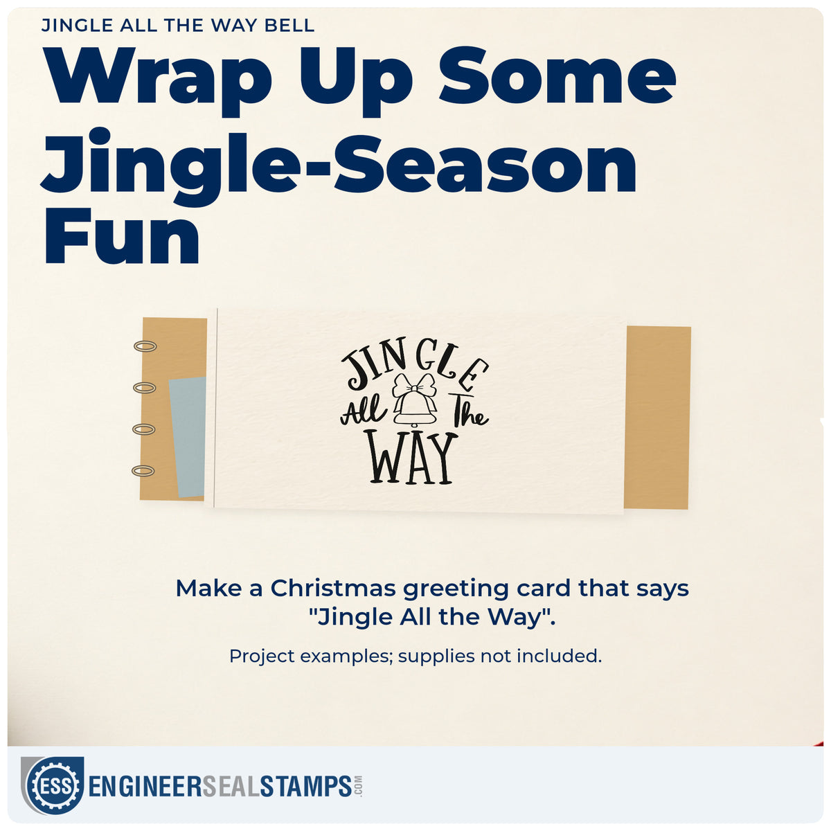 A finished handmade project stamped with the Self-Inking Jingle All The Way Bell Bow Accent Stamp, ideal for caroling songbooks.