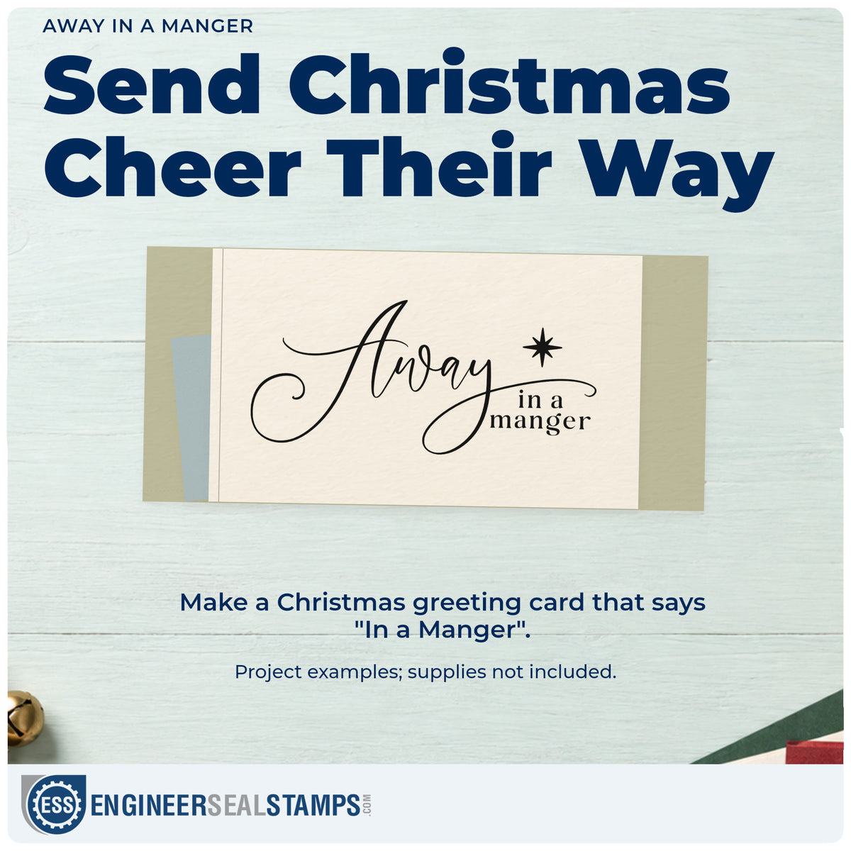 A finished handmade project stamped with the Away In A Manger With Stars Pre-Inked Stamp – PSI, ideal for sunday school album.