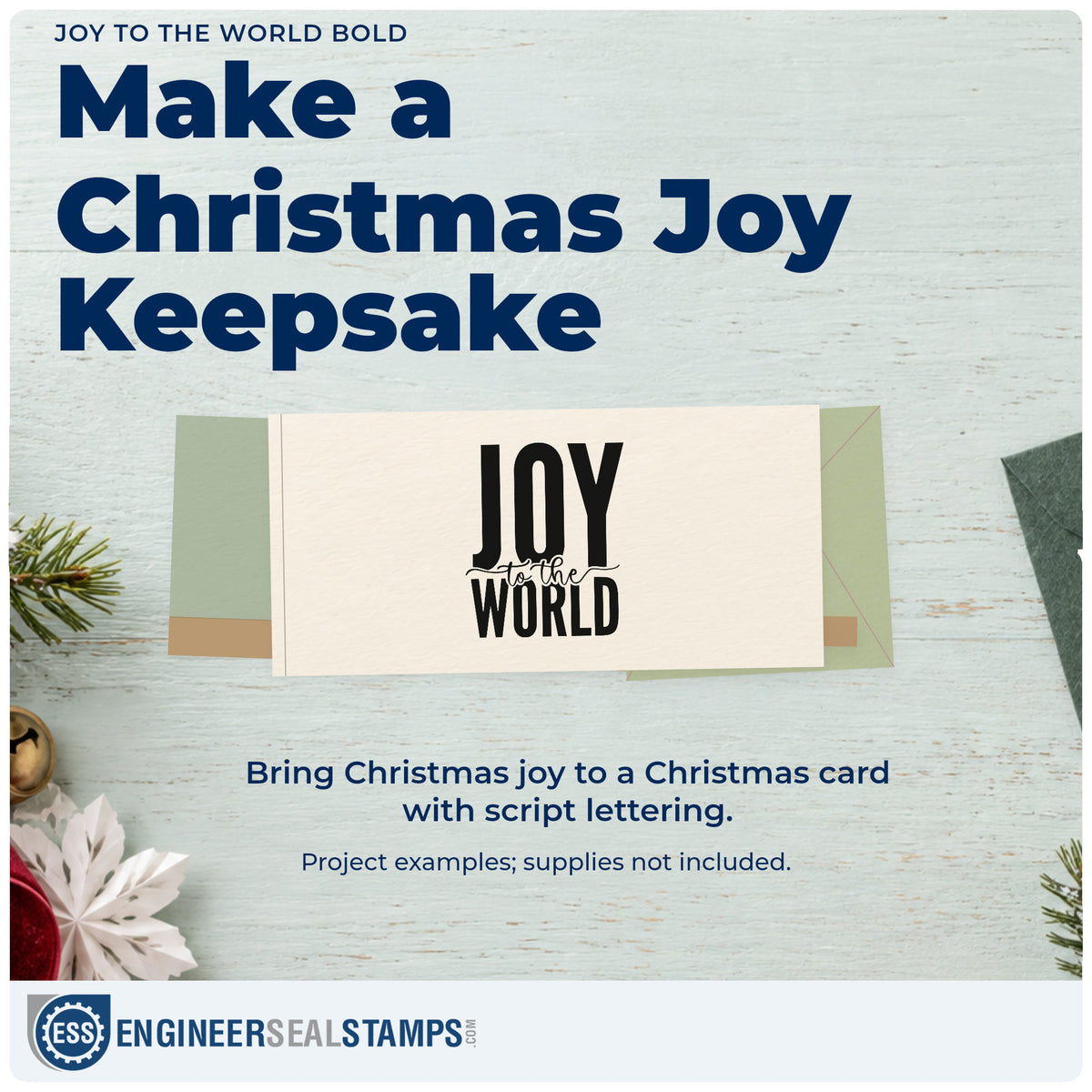 A finished handmade project stamped with the Joy To The World Bold Script Lettering Slim Pre-Inked Stamp, ideal for poster page album.