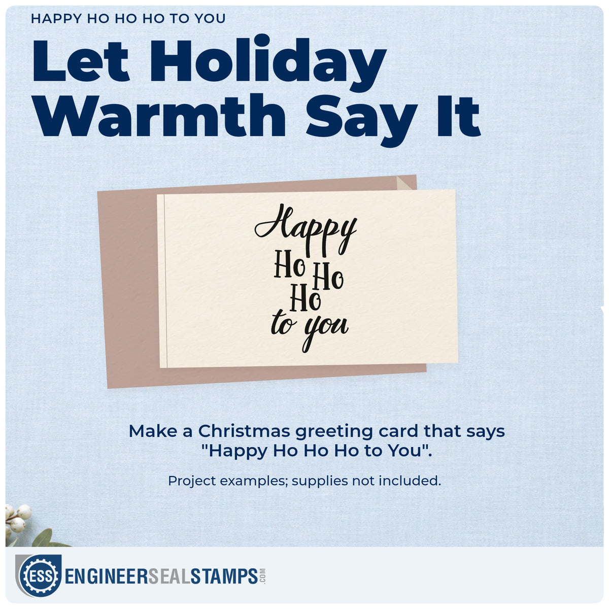 A finished handmade project stamped with the Happy Ho Ho Ho To You Serif Lettering Self-Inking Stamp, ideal for column album panel.