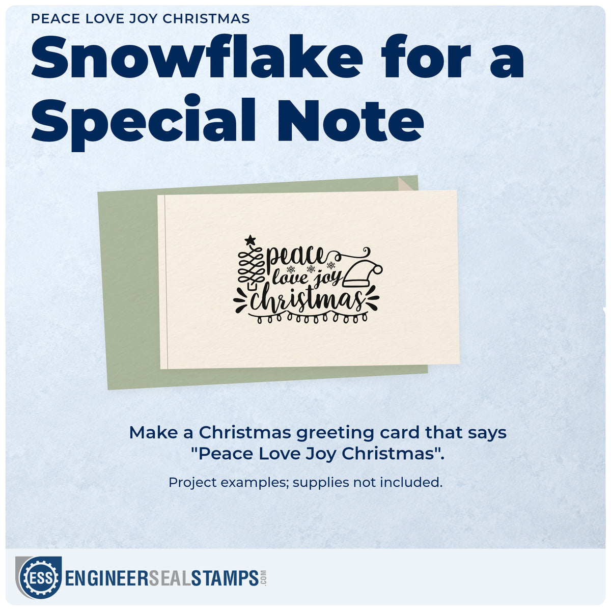 A finished handmade project stamped with the Peace Love Joy Christmas Tree Motif Rubber Stamp – Duo Hand, ideal for kids room album page.