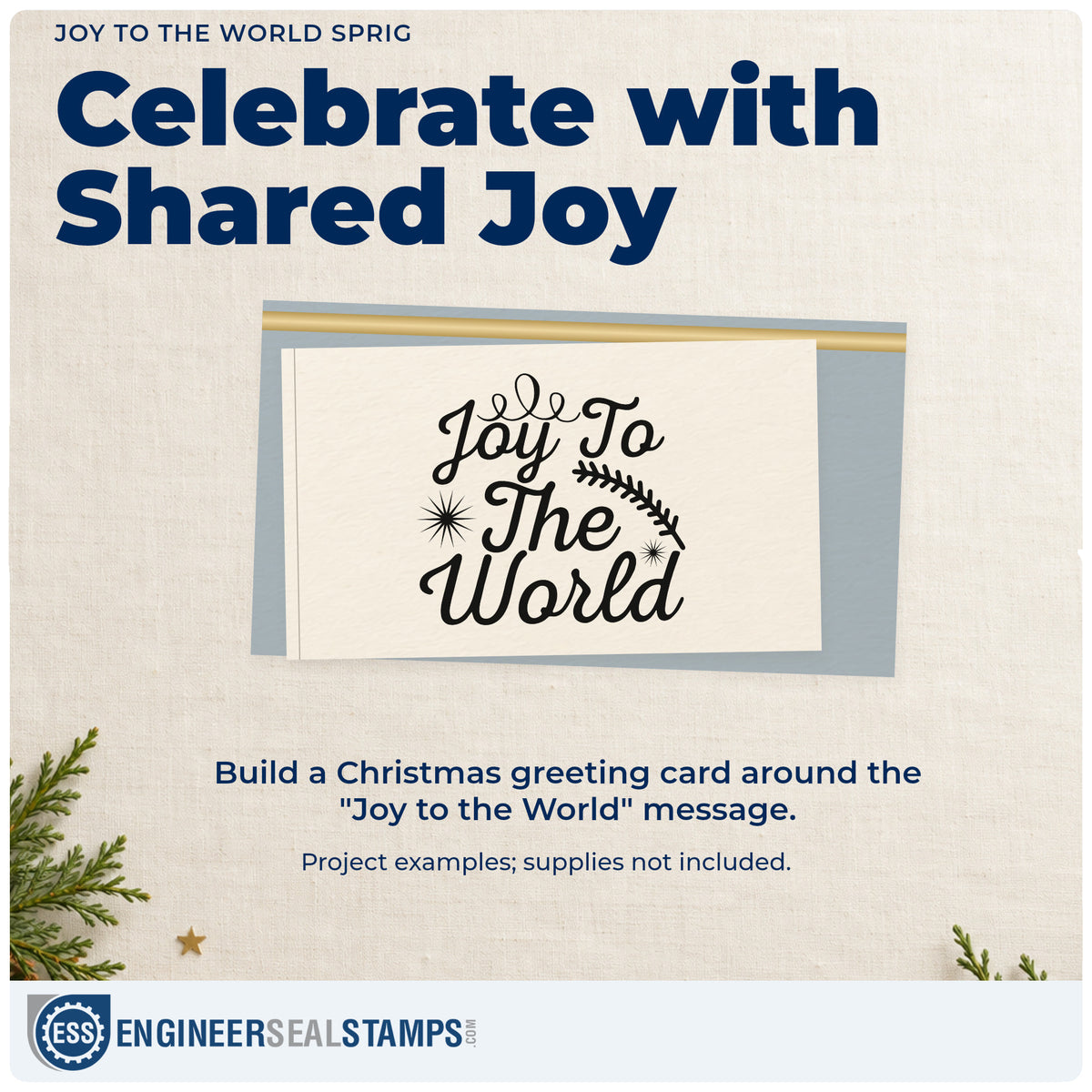 A finished handmade project stamped with the Joy To The World Sprig PSI Pre-Inked Stamp, ideal for park visit album page.