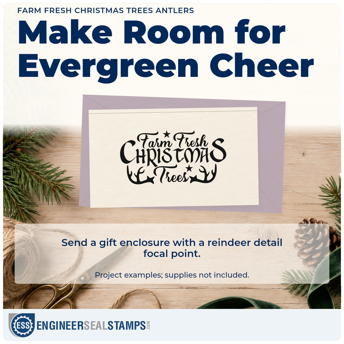 A finished handmade project stamped with the Farm Fresh Christmas Trees Antlers Stamp – Self-Inking, ideal for ranch album page.